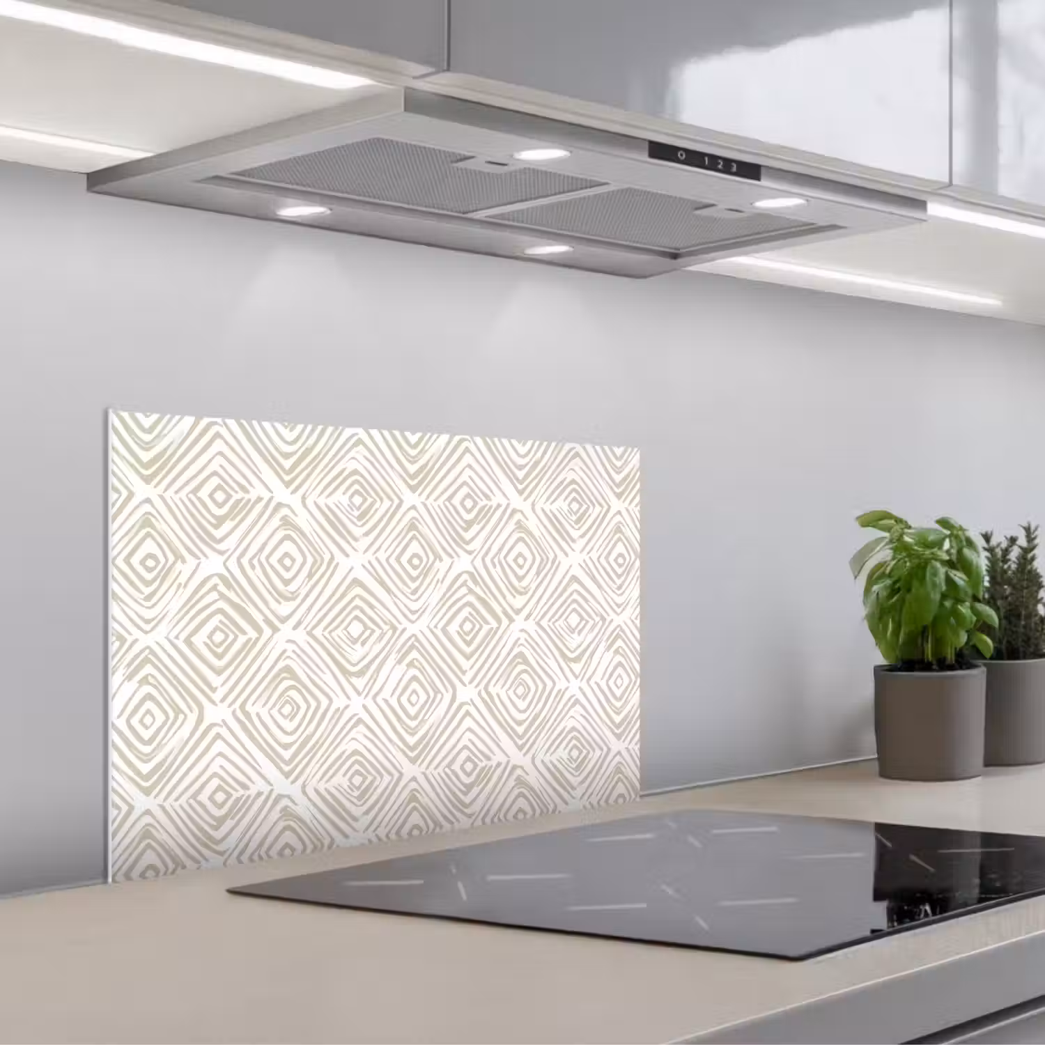 Abstract - Ruit - Beige keuken achterwand spatscherm klein 900 -3d_schuin