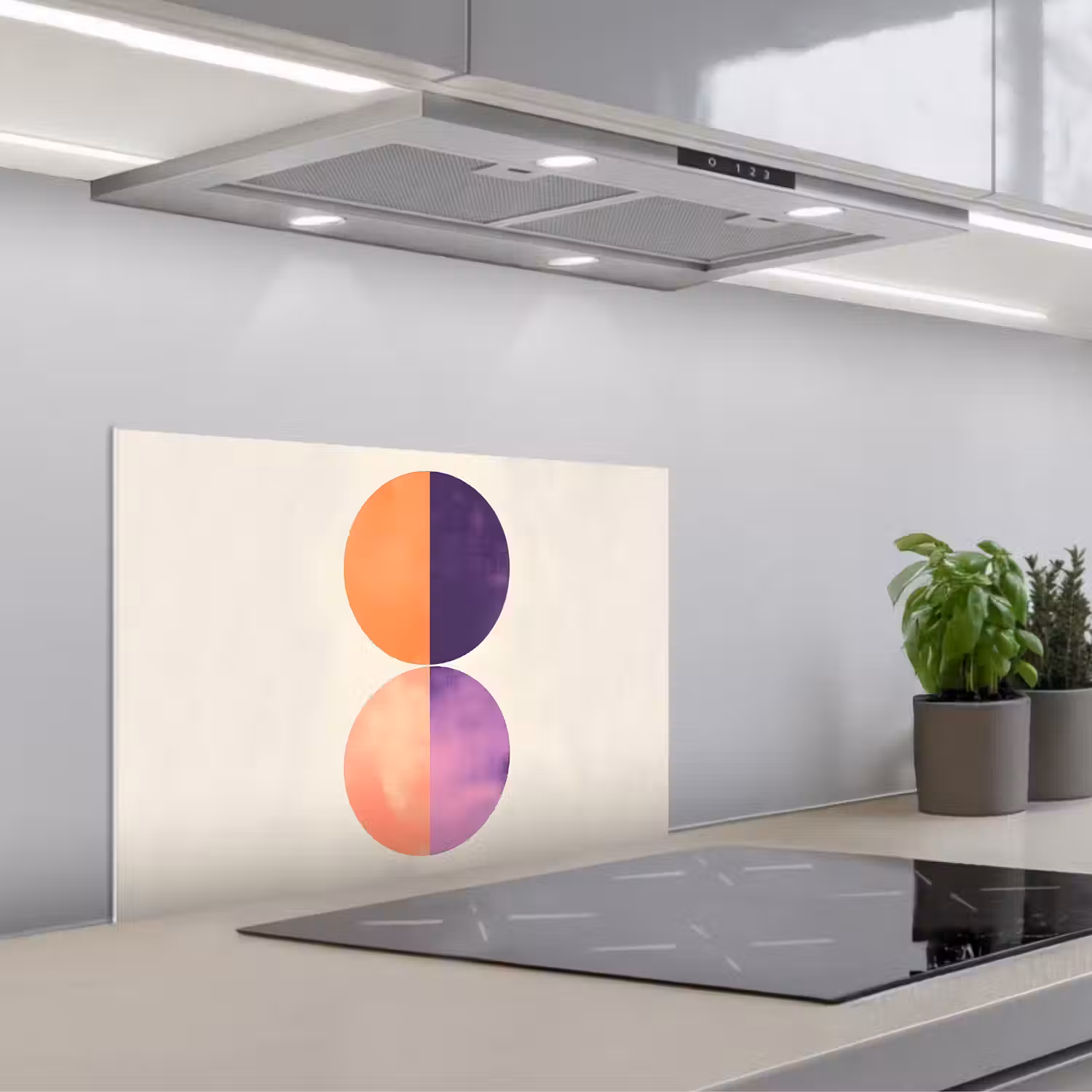 Abstract - Cirkels - Paars keuken achterwand spatscherm klein -3d_schuin