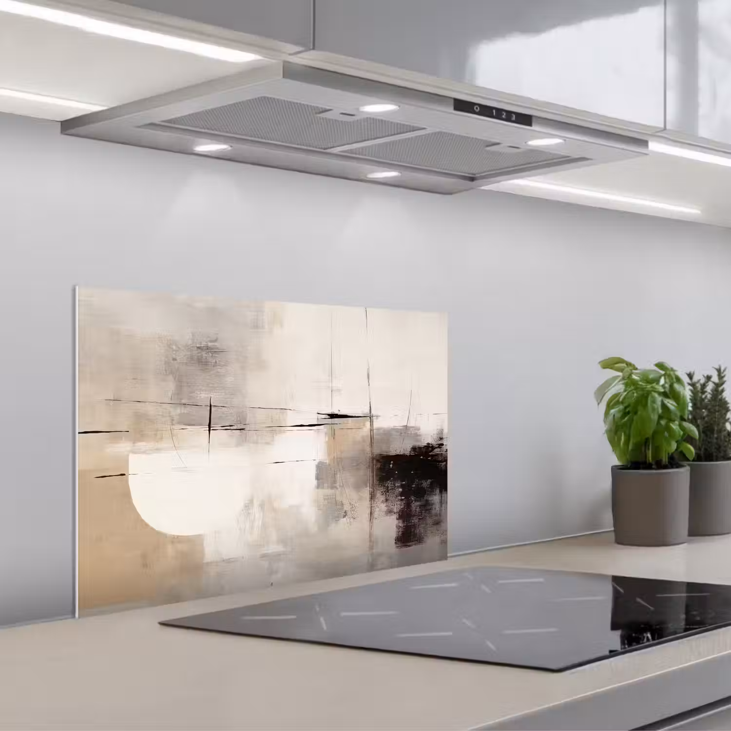 Abstract - Kunst - Grijs keuken achterwand spatscherm klein -3d_schuin