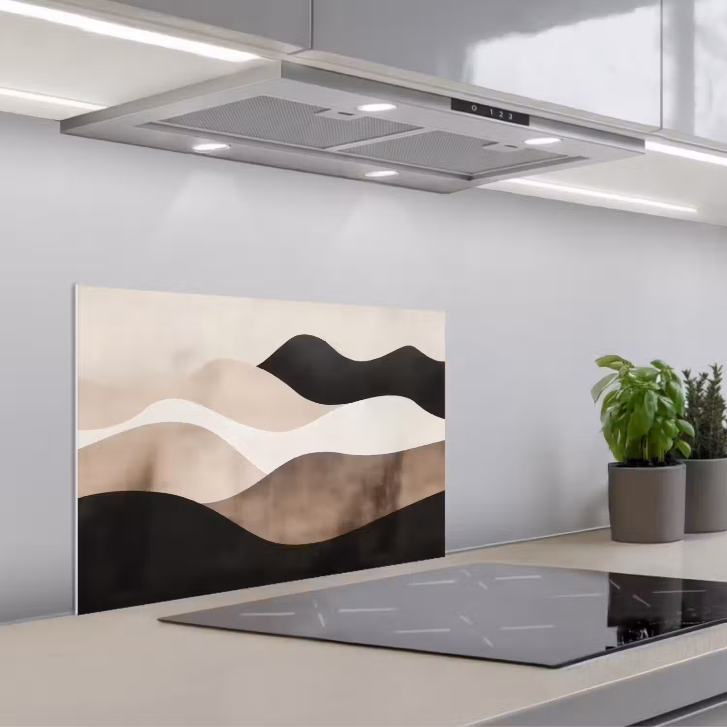 Abstract - Landschap - Golven - Crèmekleur keuken achterwand spatscherm klein -3d_schuin