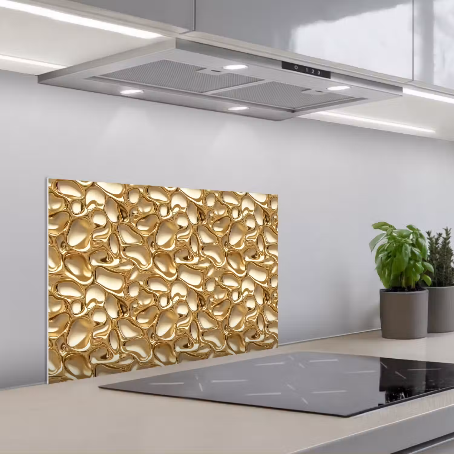Abstract - Modern - Goud keuken achterwand spatscherm klein 900 -3d_schuin