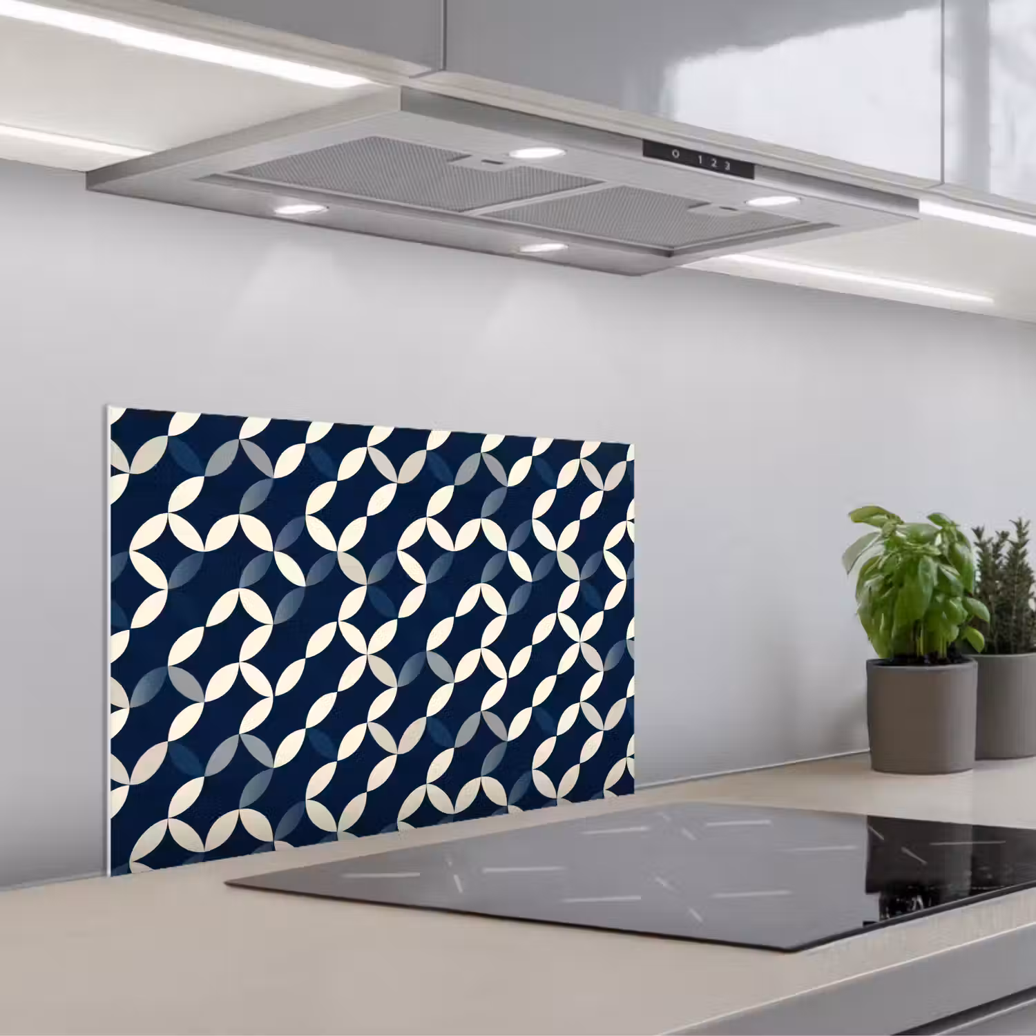 Abstract - Patroon - Blauw keuken achterwand spatscherm klein 900 -3d_schuin