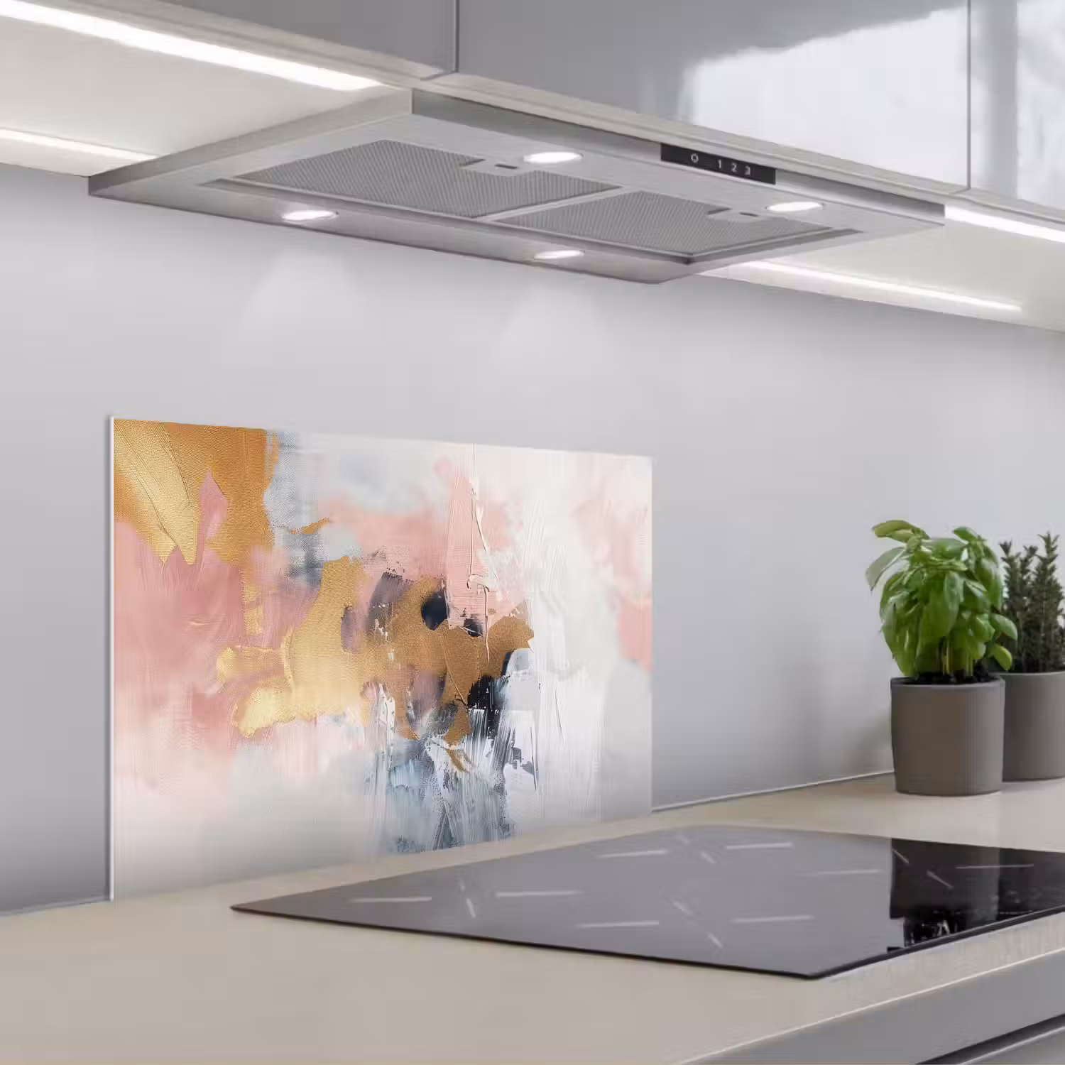 Abstract - Pastel kleuren - Goud - Modern - Aesthetic keuken achterwand spatscherm klein -3d_schuin