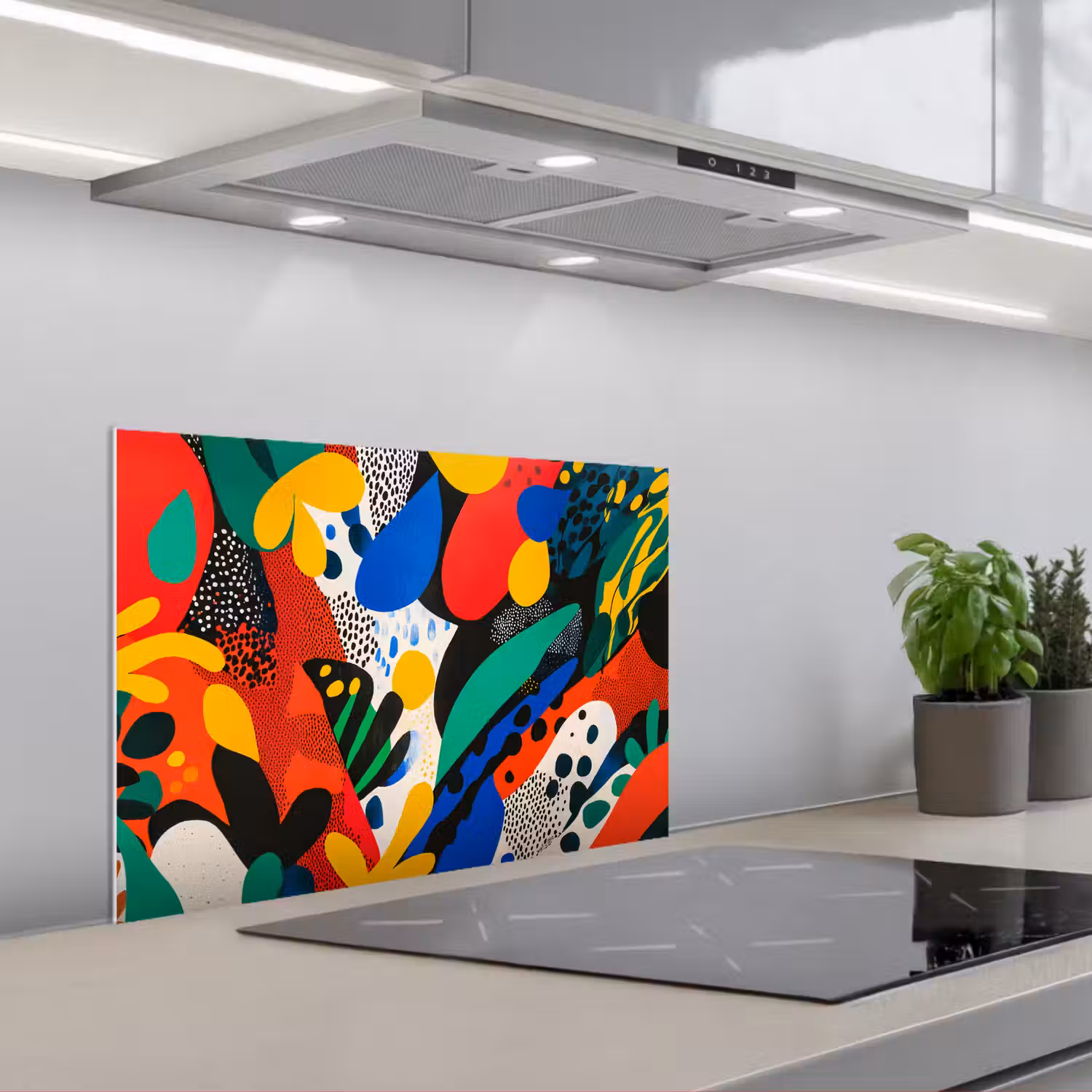 Abstract - Planten - Vormen - Kleurrijk keuken achterwand spatscherm klein -3d_schuin
