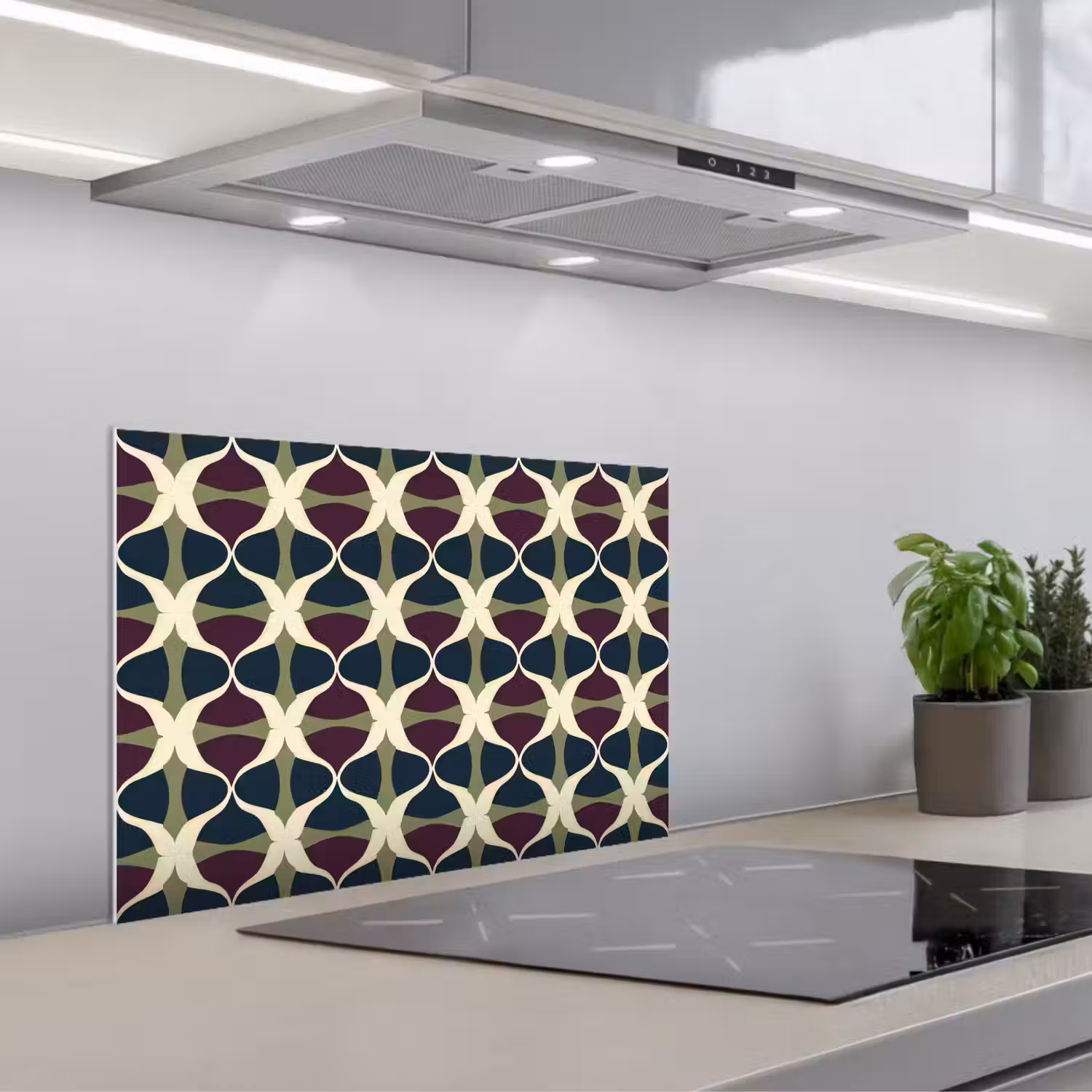 Abstract - Retro - Kleurrijk keuken achterwand spatscherm klein 900 -3d_schuin