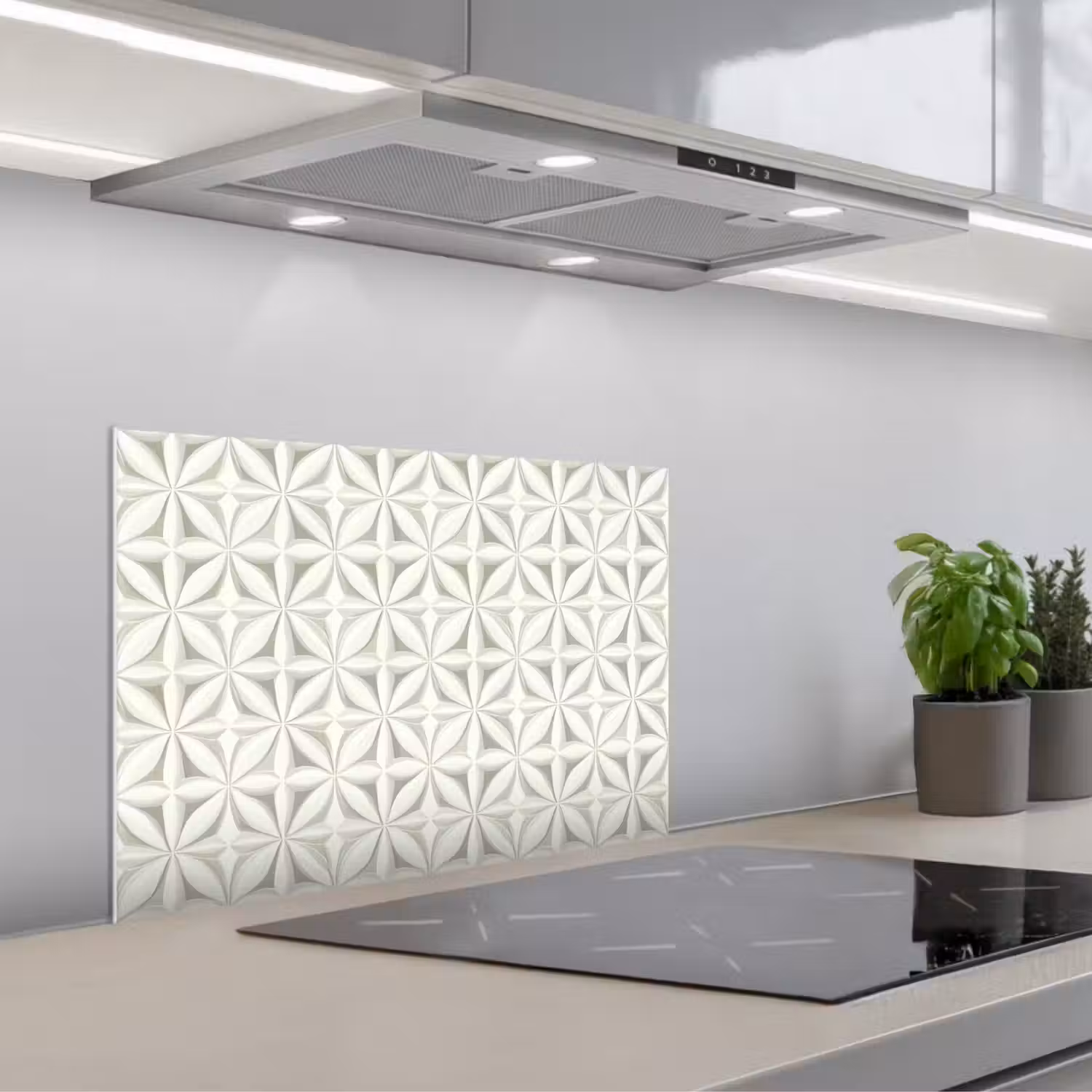 Abstract - Structuur - Grijs - Wit keuken achterwand spatscherm klein 900 -3d_schuin