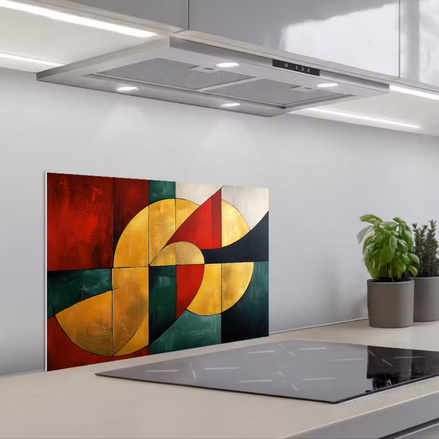 Abstract - Kerst - Goud - Rood - Groen keuken achterwand spatscherm klein -3d_schuin