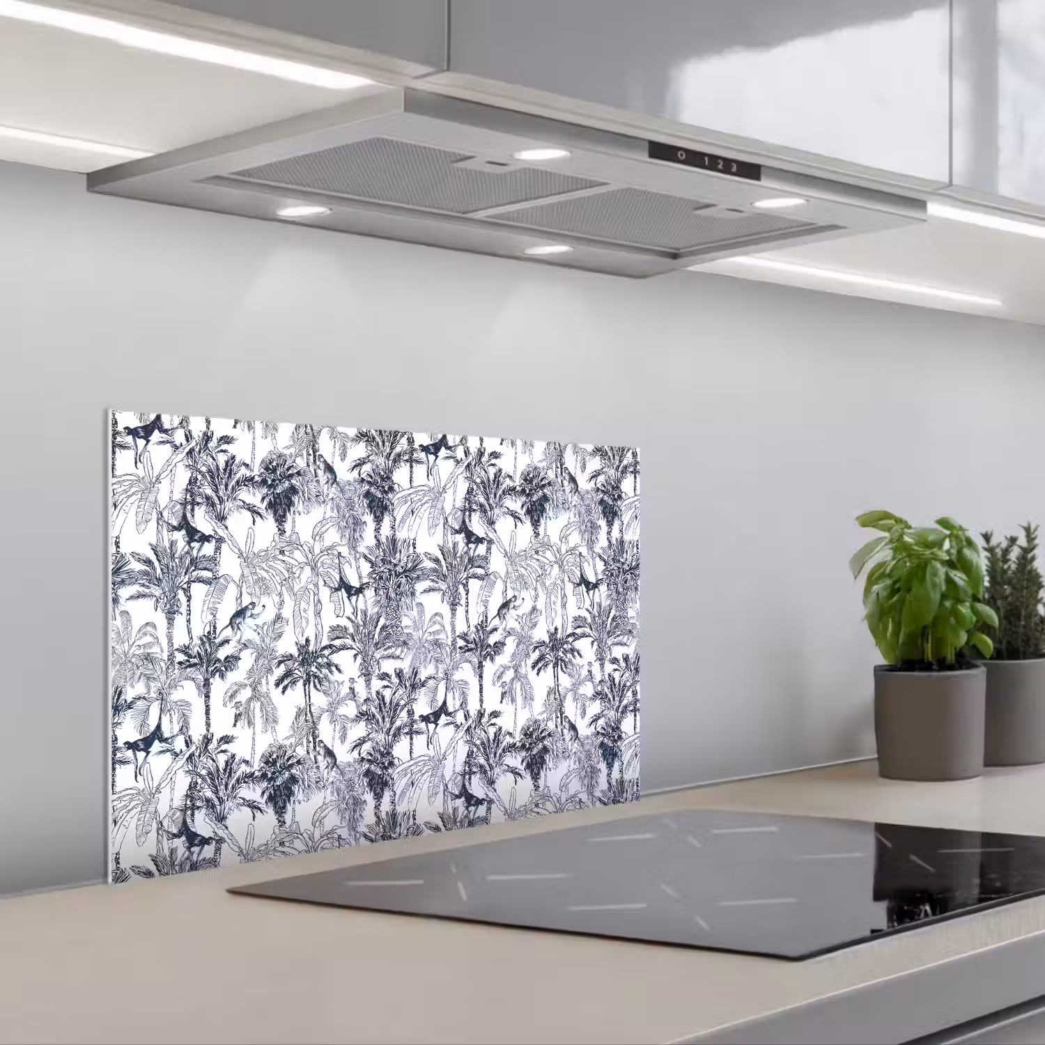 Aap - Jungle - Blauw keuken achterwand spatscherm klein 900 -3d_schuin