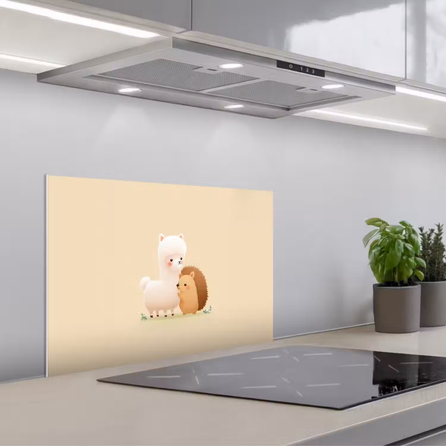 Alpaca - Egel - Bruin - Knuffelen keuken achterwand spatscherm klein -3d_schuin