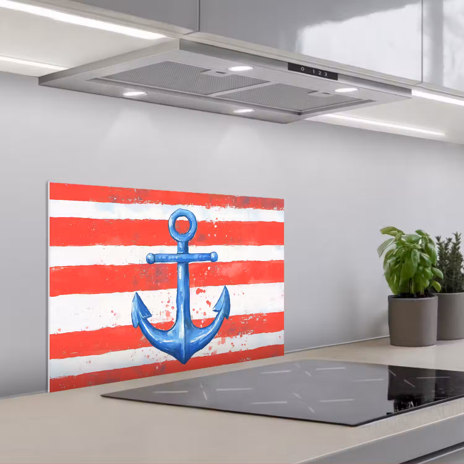 Anker - Verfspatten - Rood - Blauw keuken achterwand spatscherm klein -3d_schuin