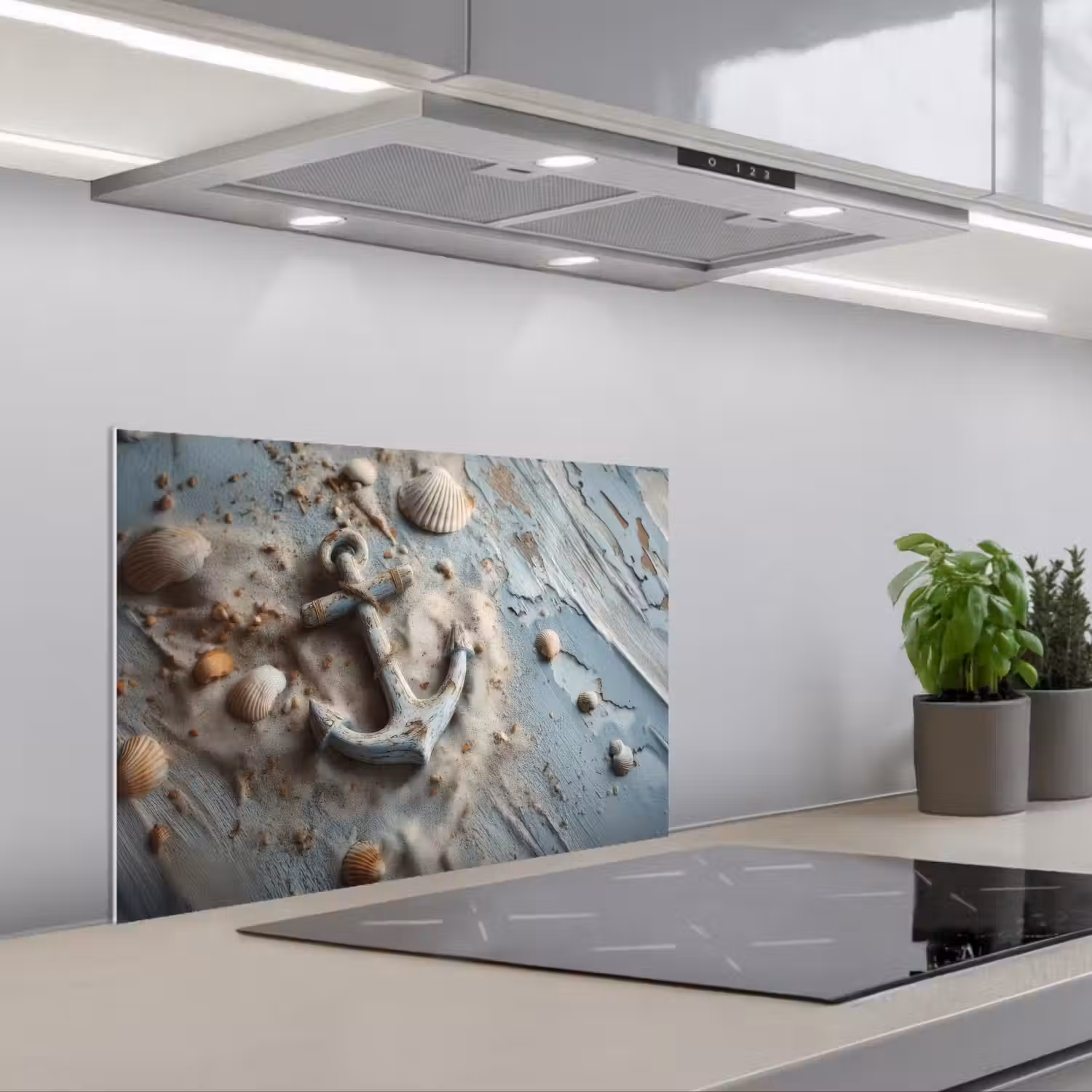 Anker - Hout - Schelpen - Zand keuken achterwand spatscherm klein -3d_schuin
