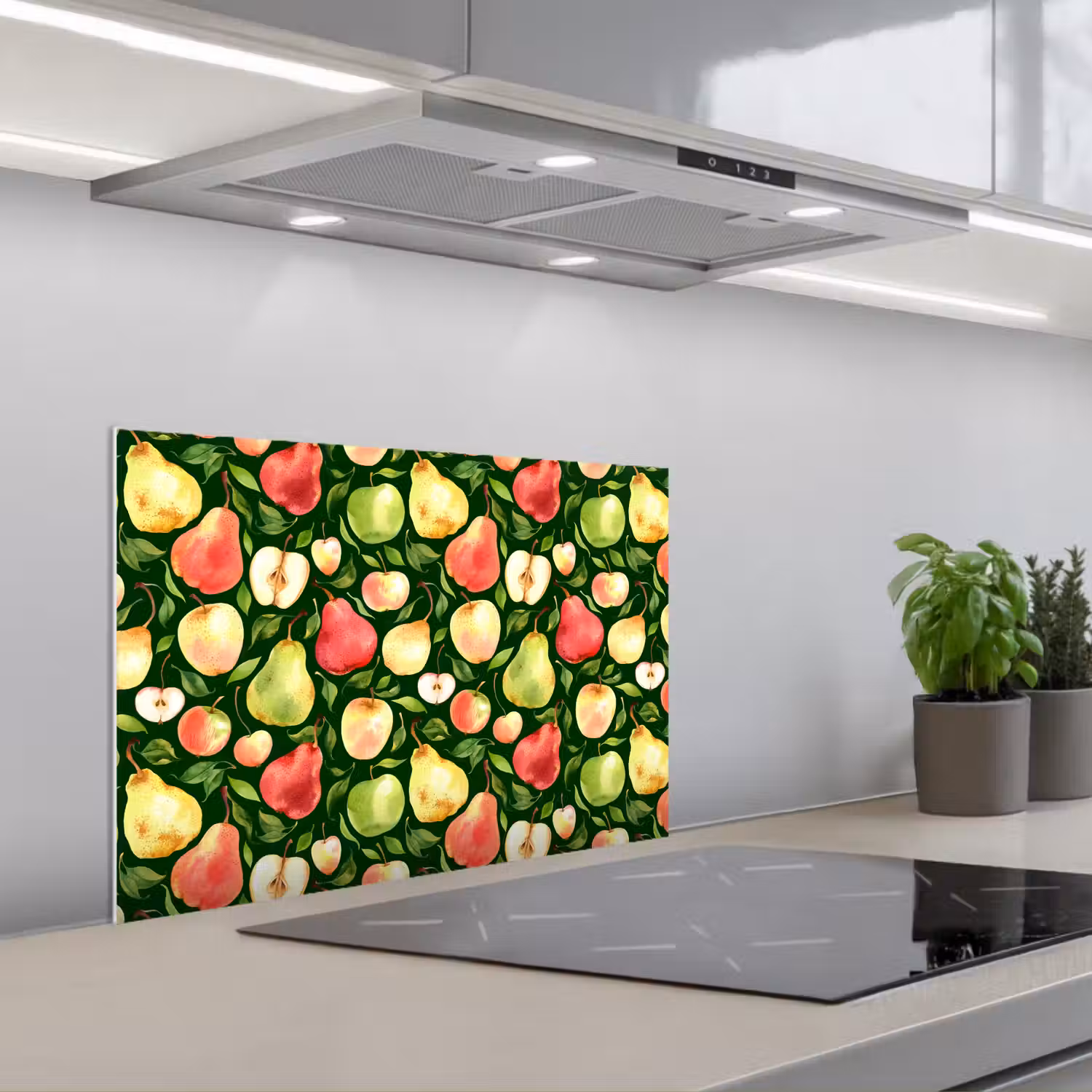 Appels - Peren - Fruit - Groen keuken achterwand spatscherm klein 900 -3d_schuin