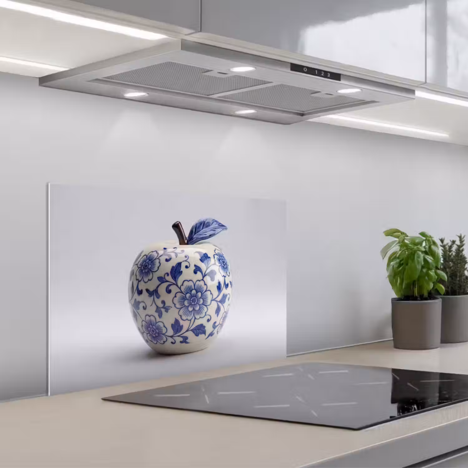 Appel - Blauw - Klassiek keuken achterwand spatscherm klein -3d_schuin