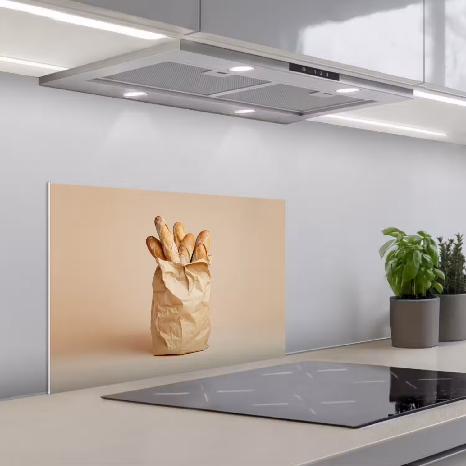 Baguette - Brood - Stokbrood - Beige keuken achterwand spatscherm klein -3d_schuin