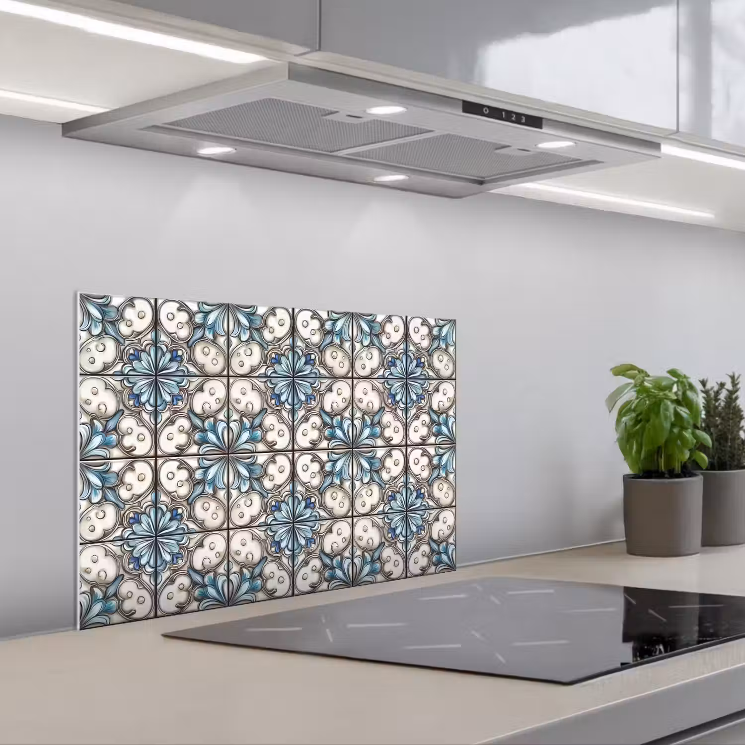 Barok - Tegel - Kleurrijk keuken achterwand spatscherm klein 900 -3d_schuin