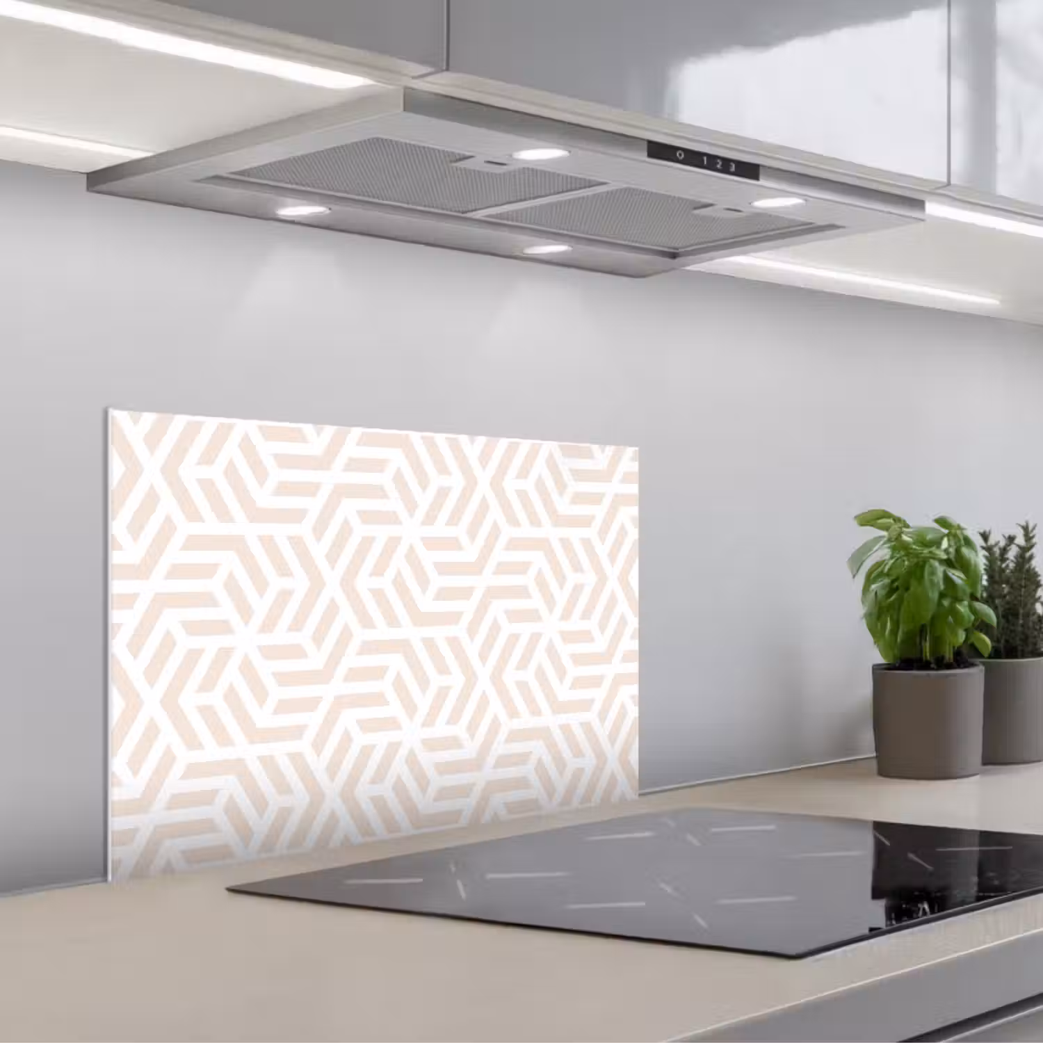 Beige - Geometrie - Patronen - Abstract keuken achterwand spatscherm klein 900 -3d_schuin