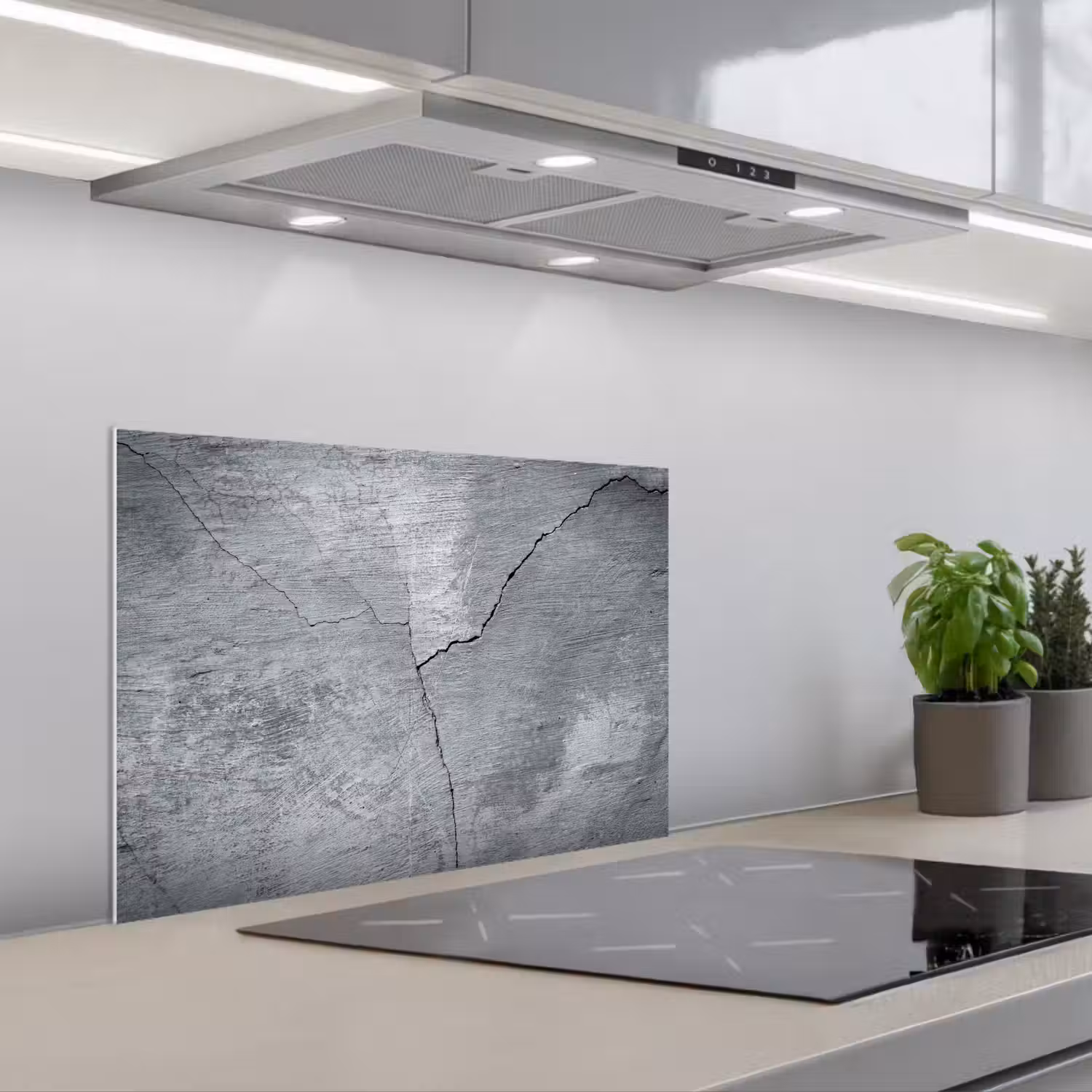 Beton - Grijs - Scheur keuken achterwand spatscherm klein -3d_schuin