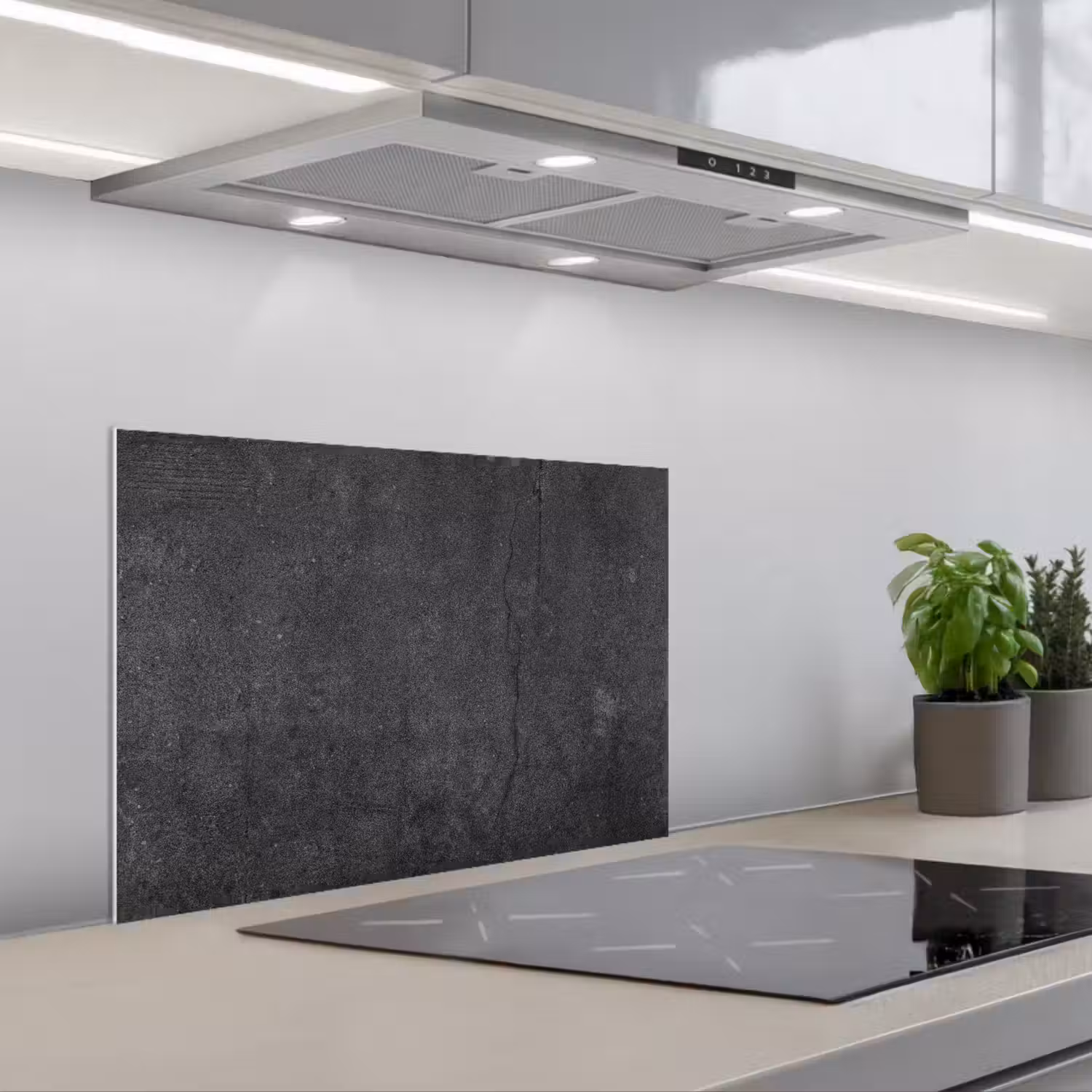 Beton - Zwart - Grijs - Rustiek - Industrieel keuken achterwand spatscherm klein -3d_schuin