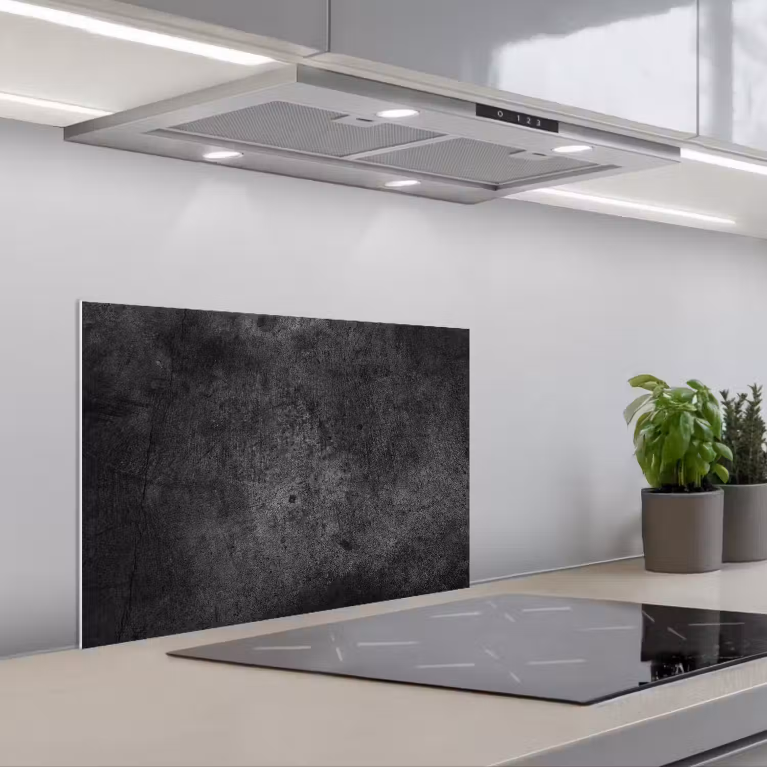 Beton - Structuur - Retro - Zwart - Grijs - Rustiek keuken achterwand spatscherm klein -3d_schuin