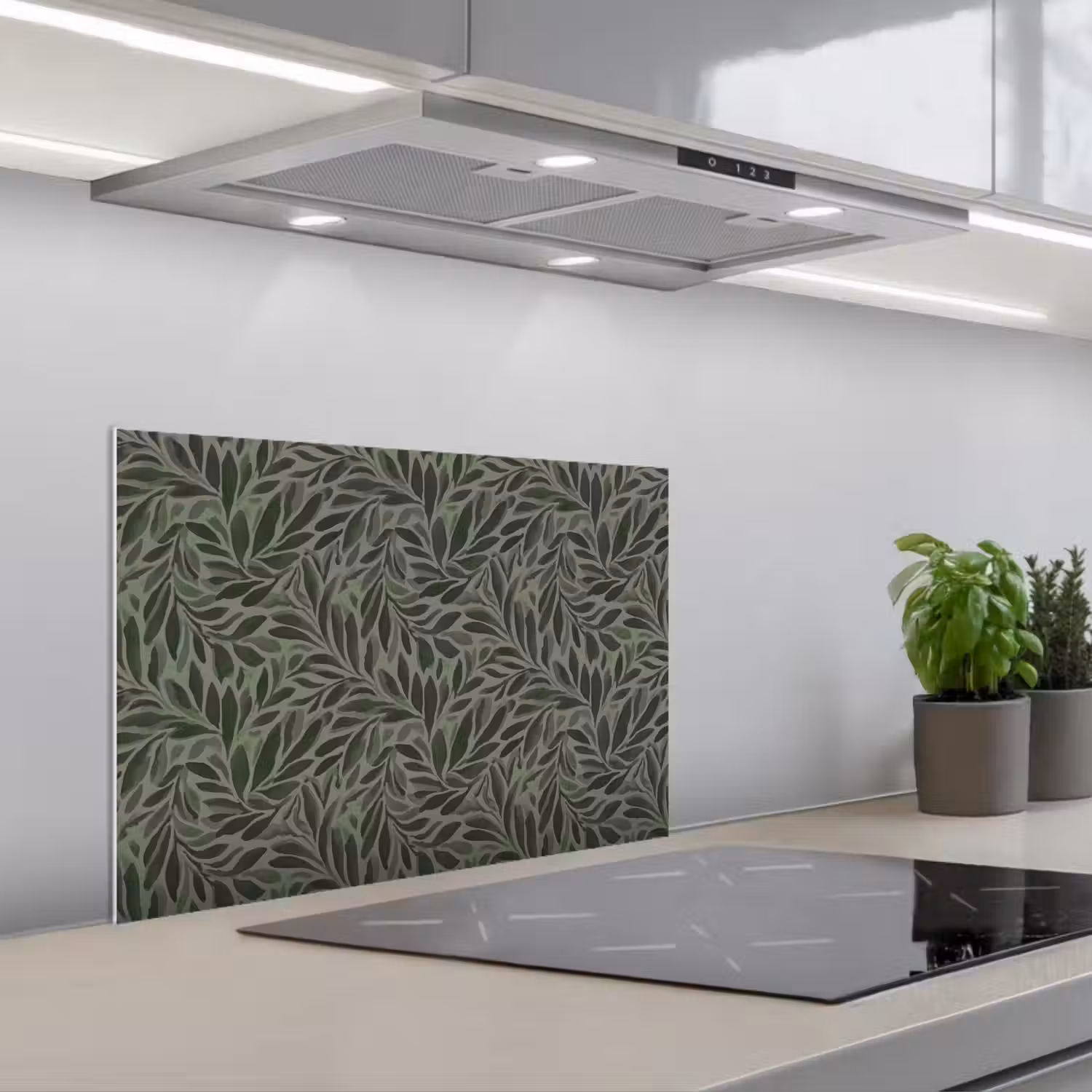 Bladeren - Organisch - Groen keuken achterwand spatscherm klein 900 -3d_schuin
