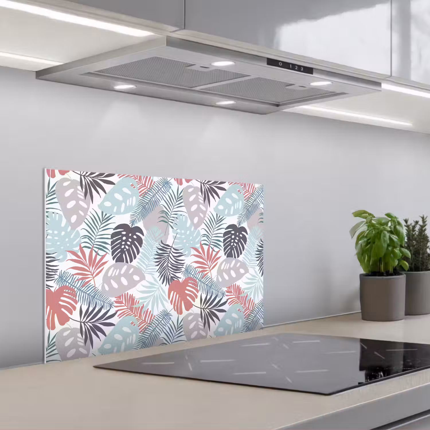 Bladeren - Jungle - Pastel - Tropisch keuken achterwand spatscherm klein -3d_schuin