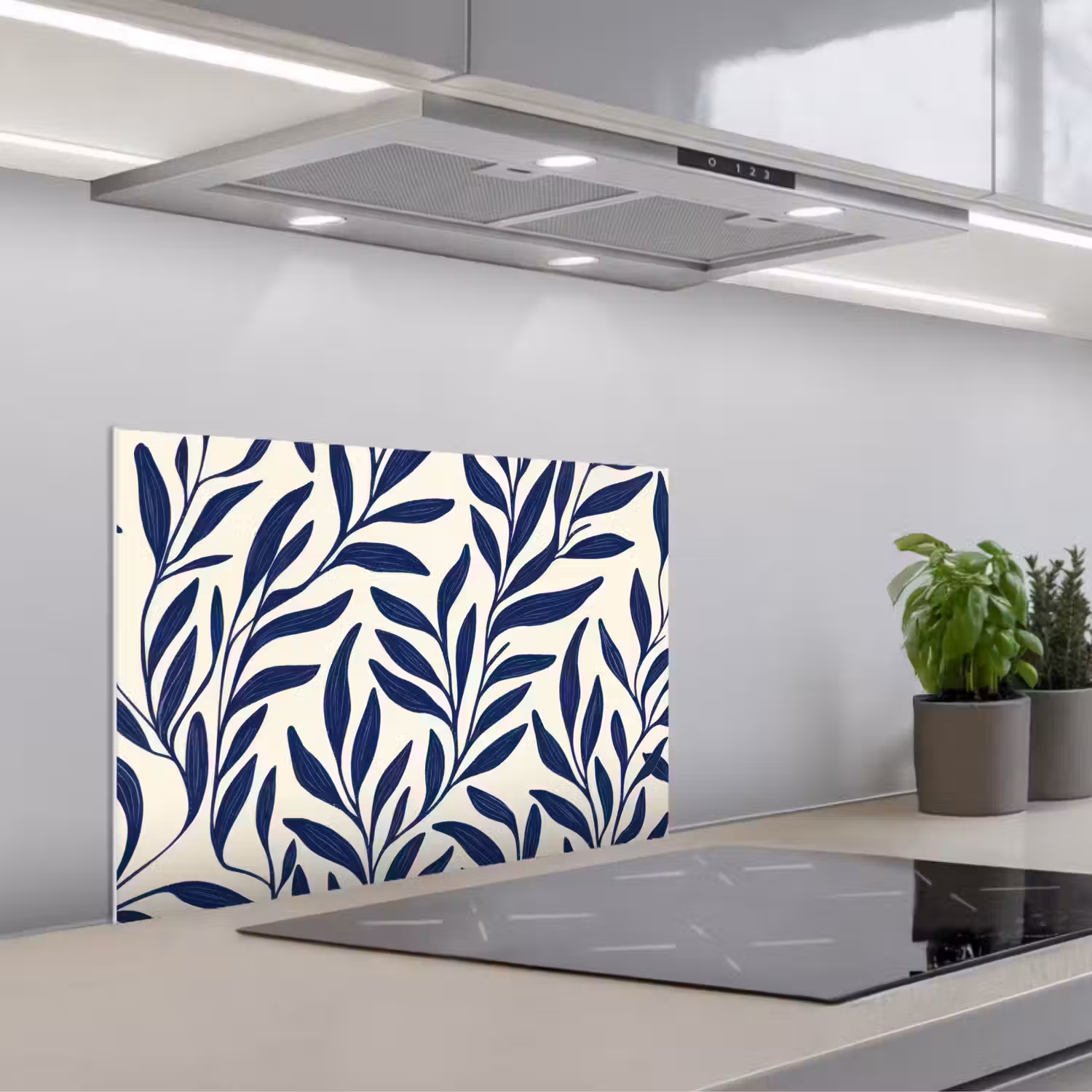 Bladeren - Klimop - Donkerblauw keuken achterwand spatscherm klein -3d_schuin
