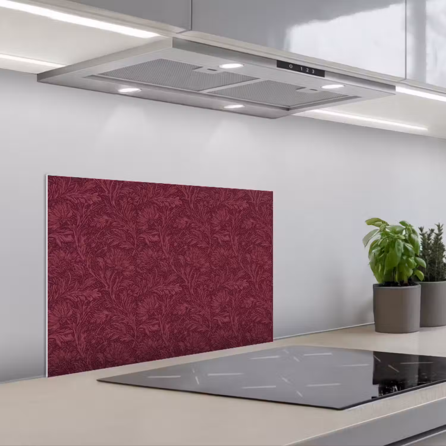 Bladeren - Patroon - Paars keuken achterwand spatscherm klein 900 -3d_schuin