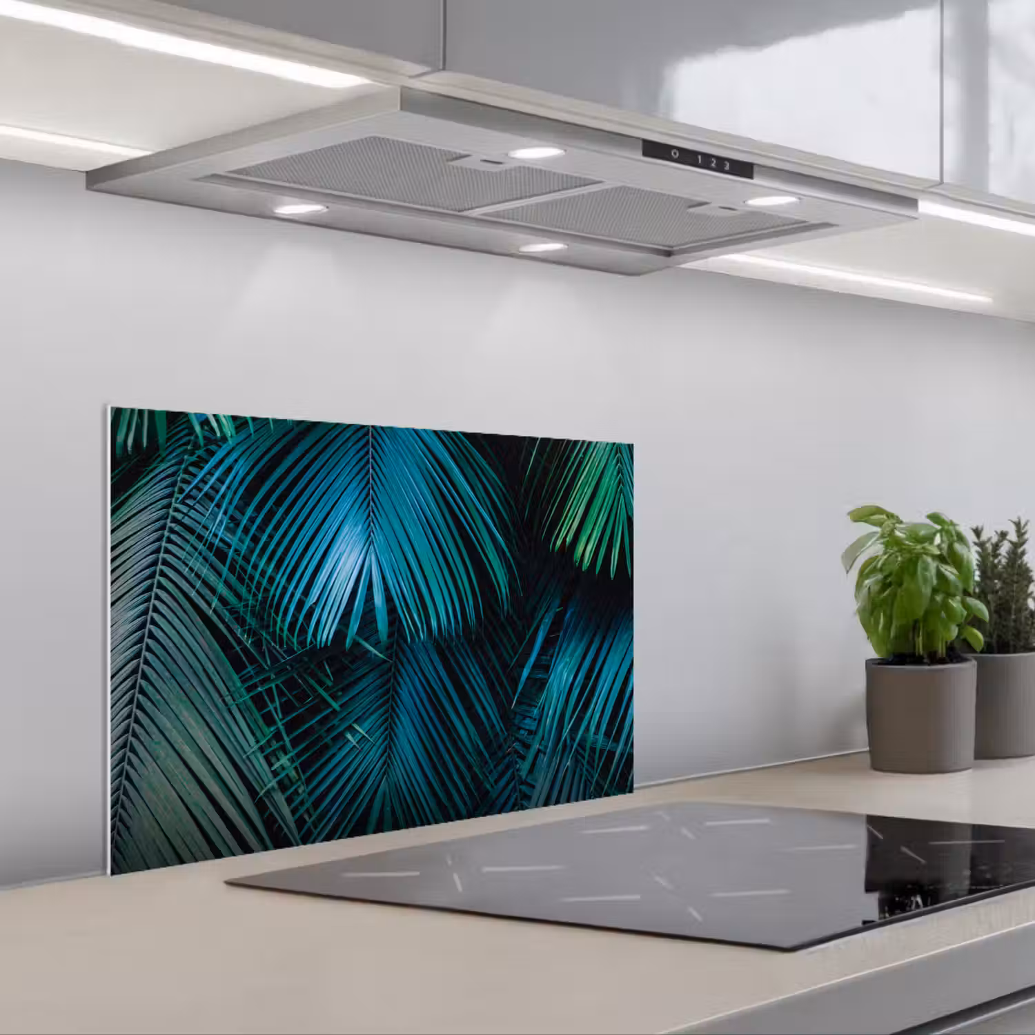 Bladeren - Tropisch - Jungle - Donkergroen keuken achterwand spatscherm klein -3d_schuin