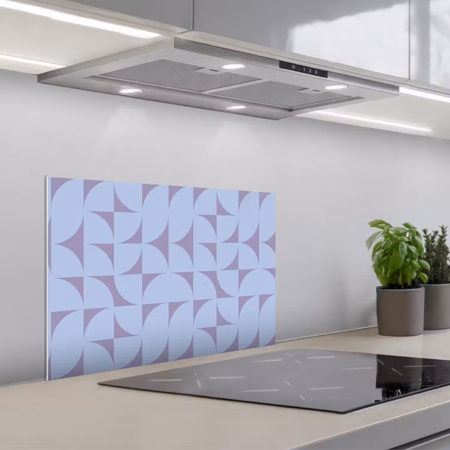 Blokken - Blauw - Paars - Patroon keuken achterwand spatscherm klein 900 -3d_schuin