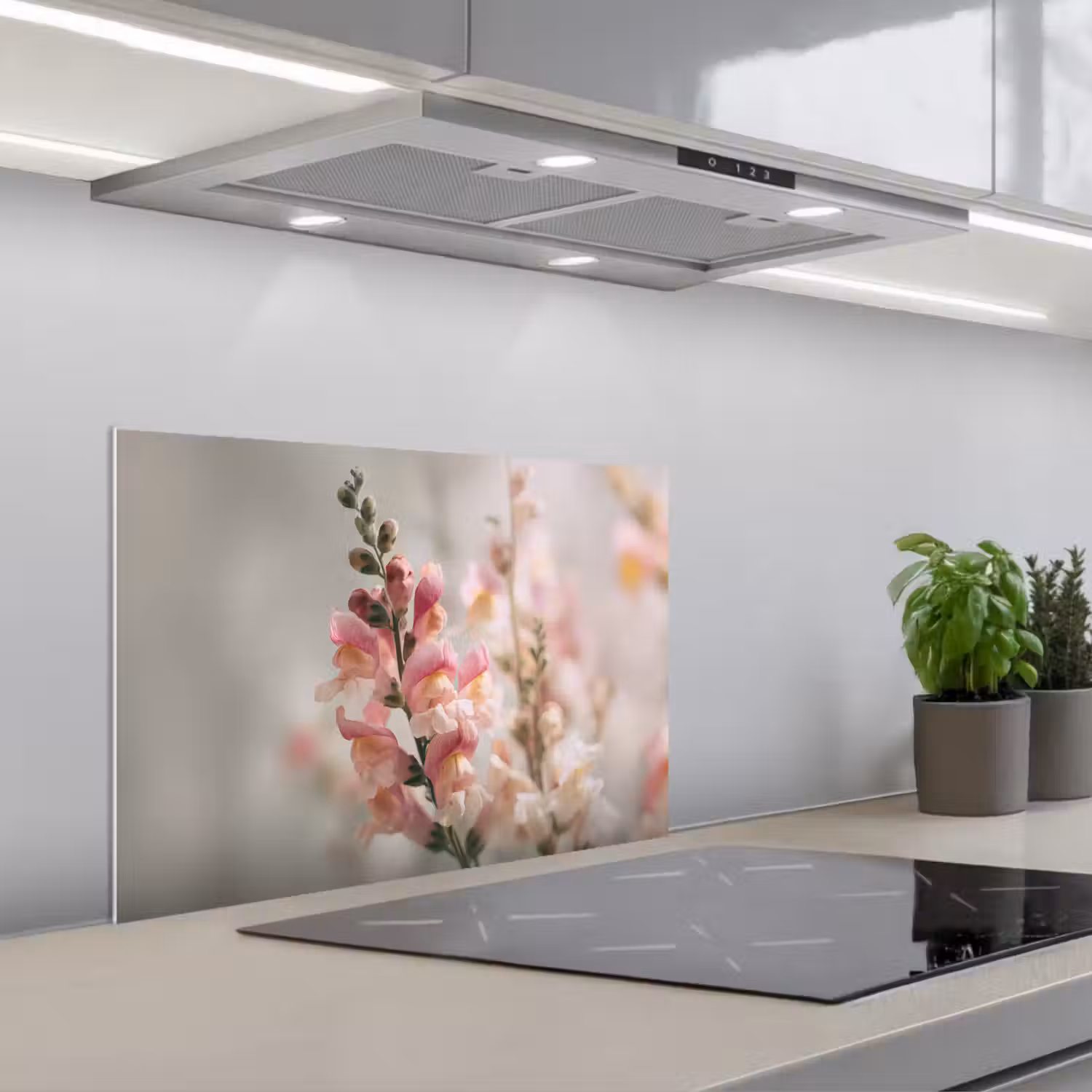 Bloem - Leeuwenbek - Roze - Stengel keuken achterwand spatscherm klein -3d_schuin