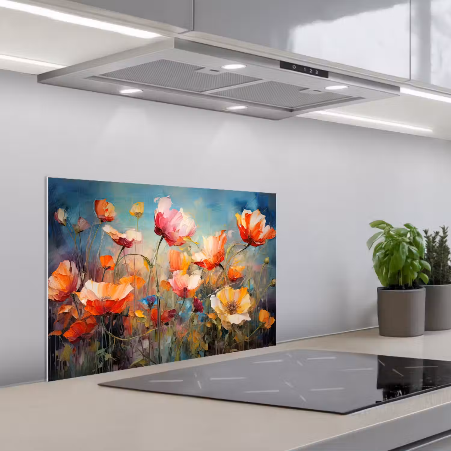 Bloemen - Watercolor - Kunst - Botanisch - Natuur keuken achterwand spatscherm klein -3d_schuin