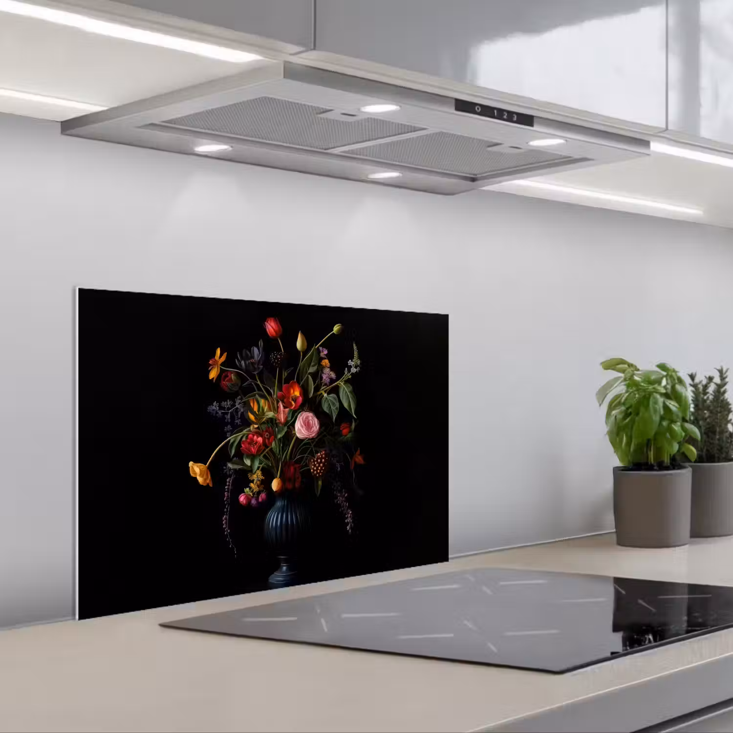Bloemen - Bessen - Klassiek keuken achterwand spatscherm klein -3d_schuin