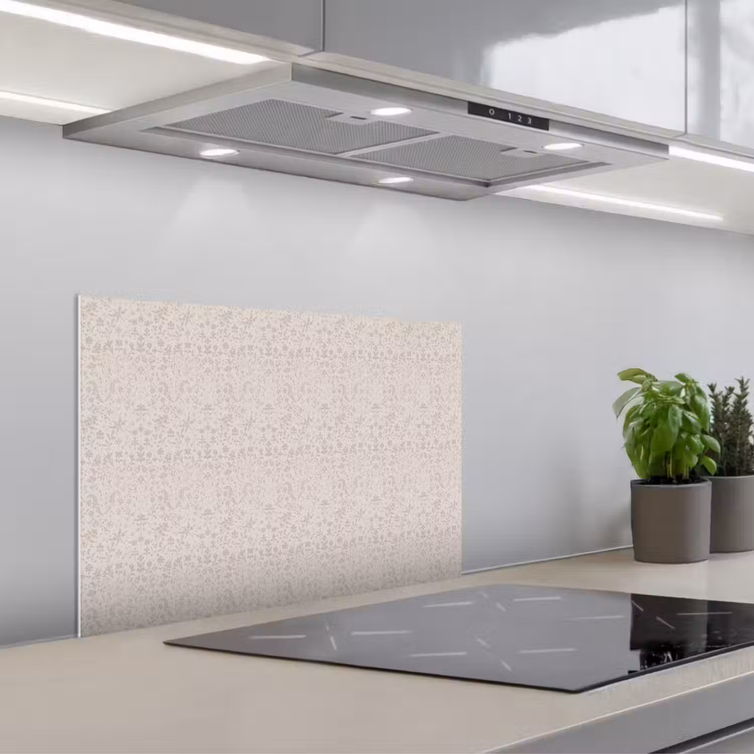 Bloemen - Bladeren - Licht - Taupe keuken achterwand spatscherm klein 900 -3d_schuin