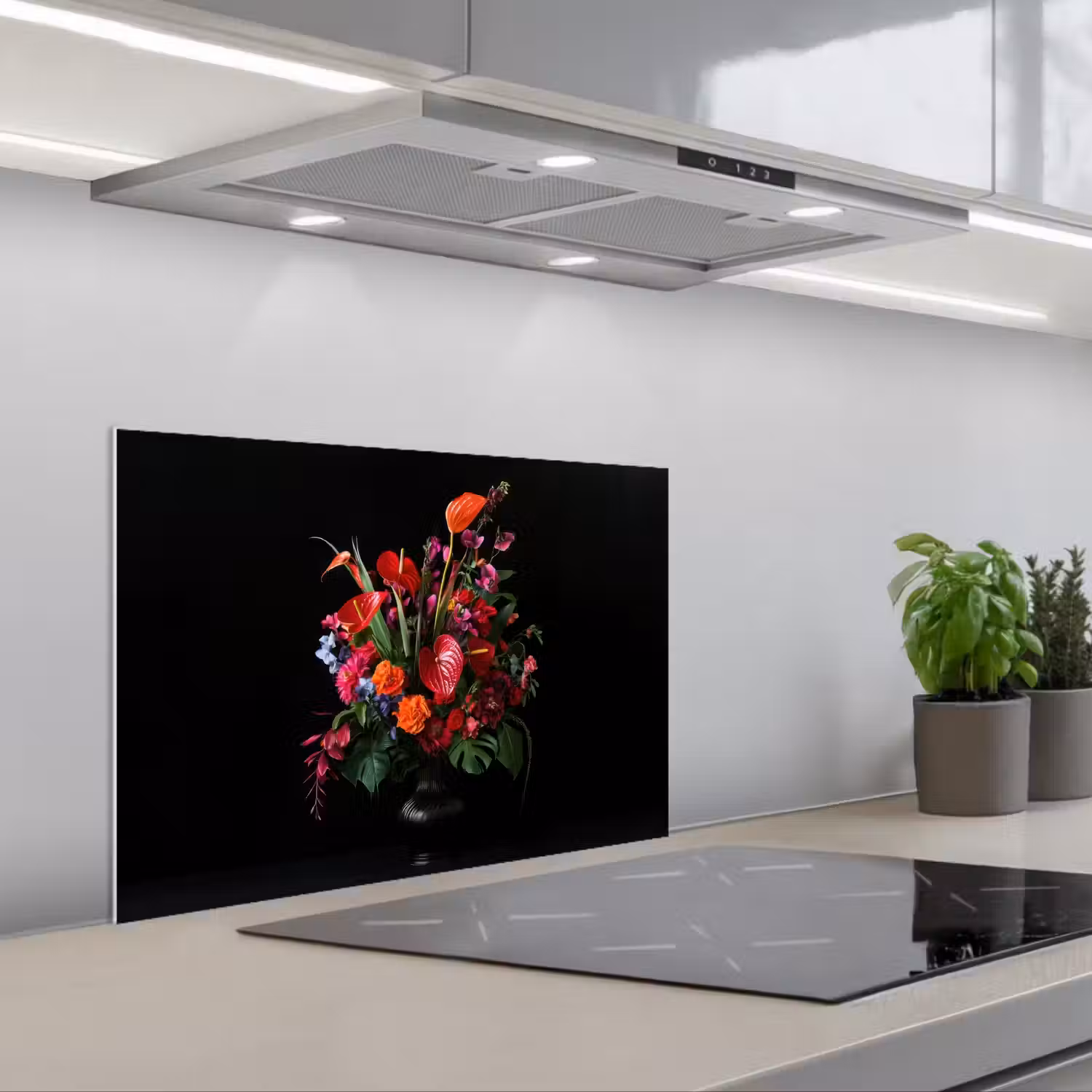 Bloemen - Boeket - Sierlijk keuken achterwand spatscherm klein -3d_schuin