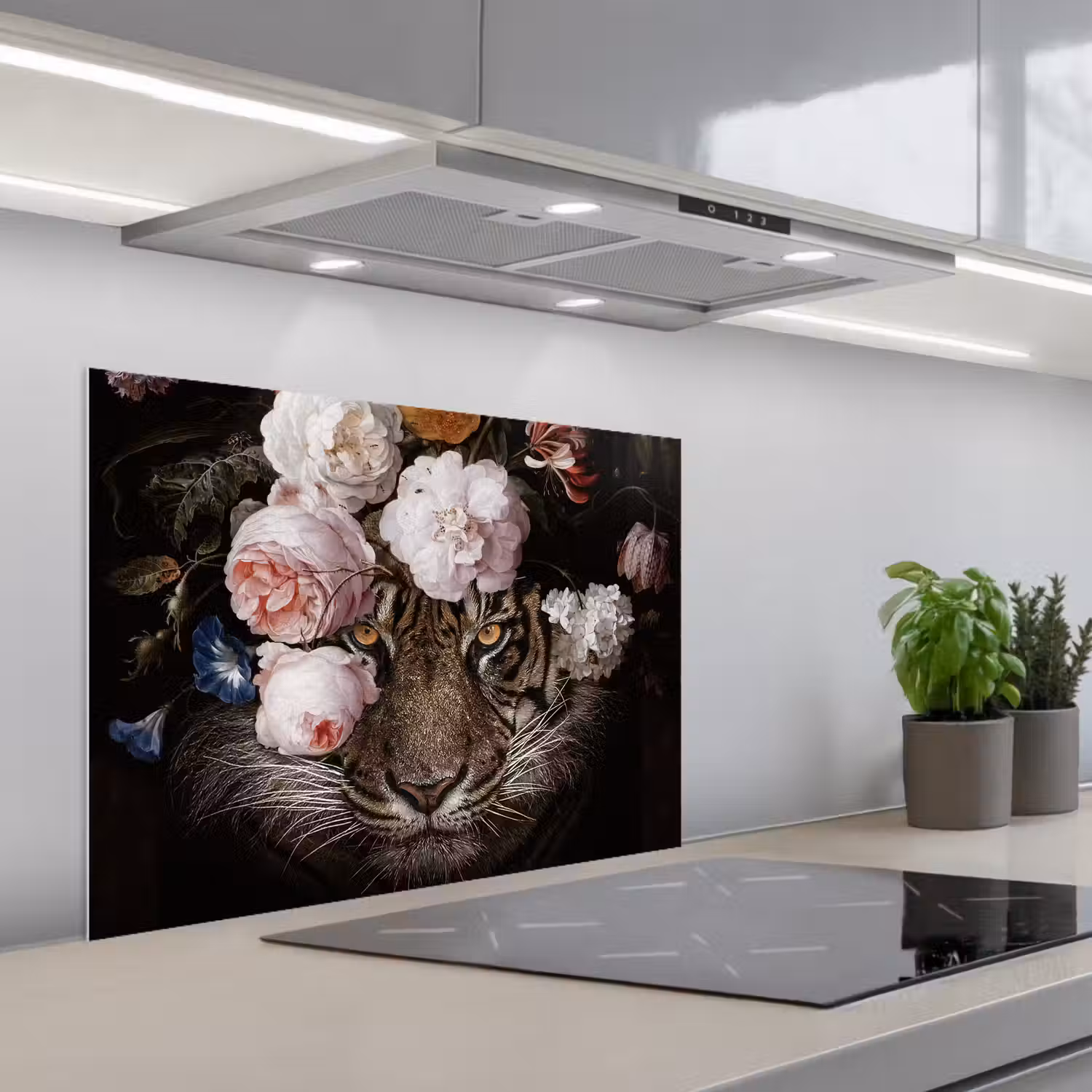 Bloemen - Jan Davidsz de Heem - Tijger - Schilderij - Stilleven - Oude meesters keuken achterwand spatscherm middel -3d_schuin