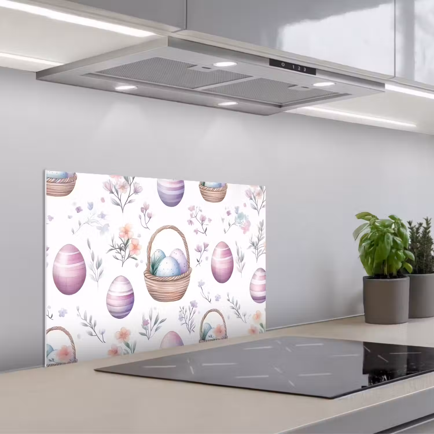 Bloemen - Paaseieren - Patroon keuken achterwand spatscherm klein -3d_schuin