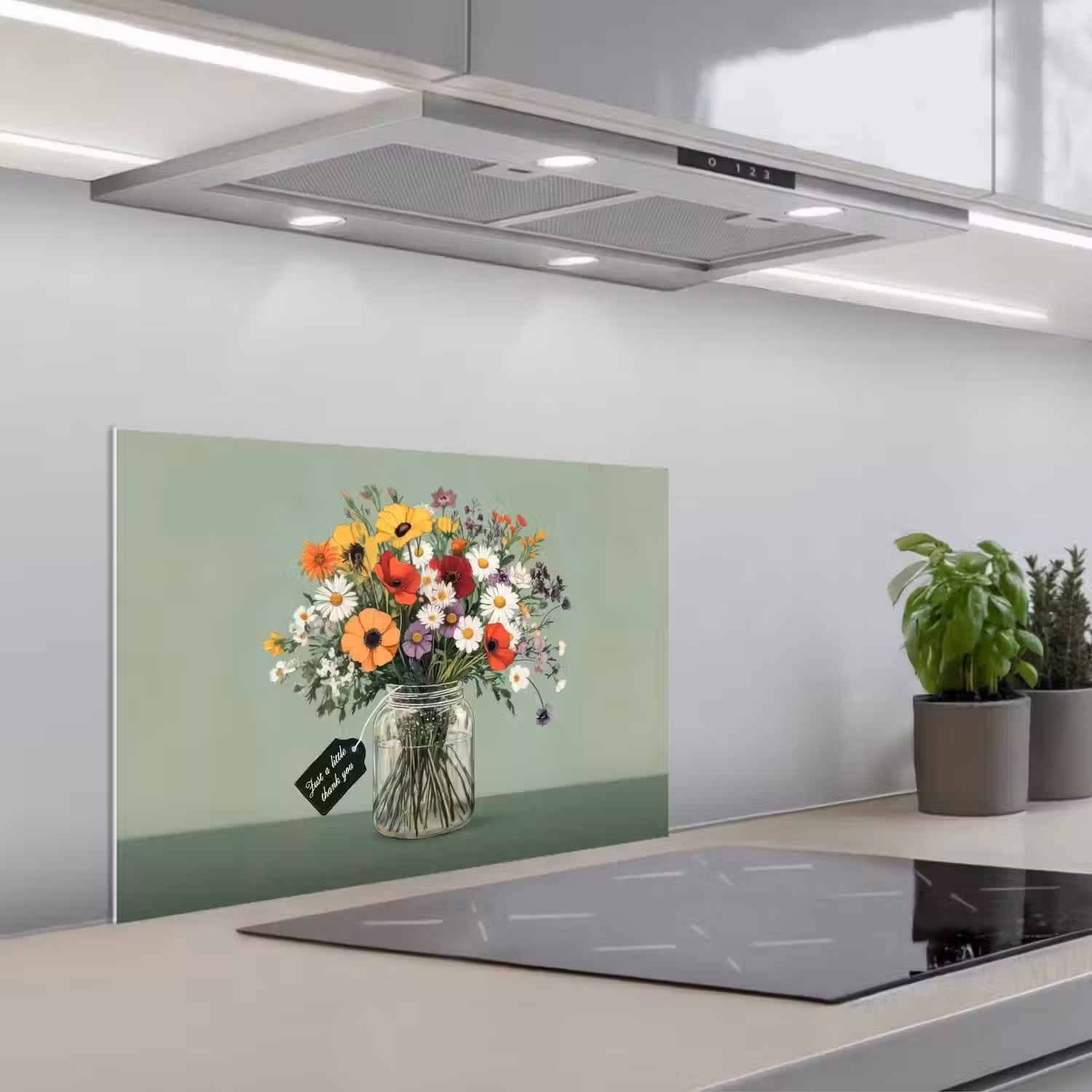 Bloemen - Vaas - Kaartje keuken achterwand spatscherm klein -3d_schuin
