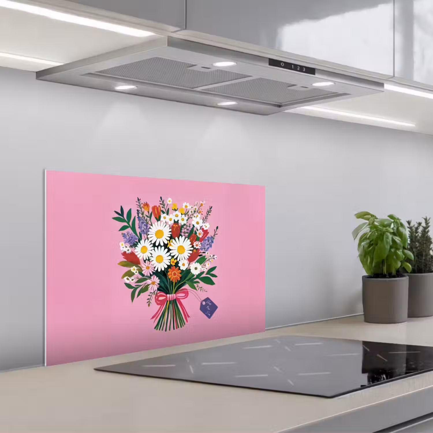 Bloemen - Quote - Kaartje - Kleurrijk keuken achterwand spatscherm klein -3d_schuin