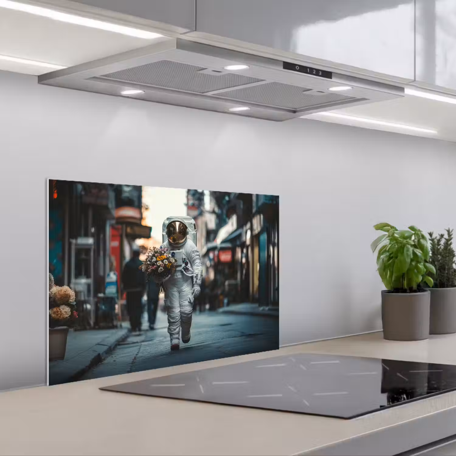 Boeket - Bloemen - Kleurrijk - Astronaut keuken achterwand spatscherm klein -3d_schuin