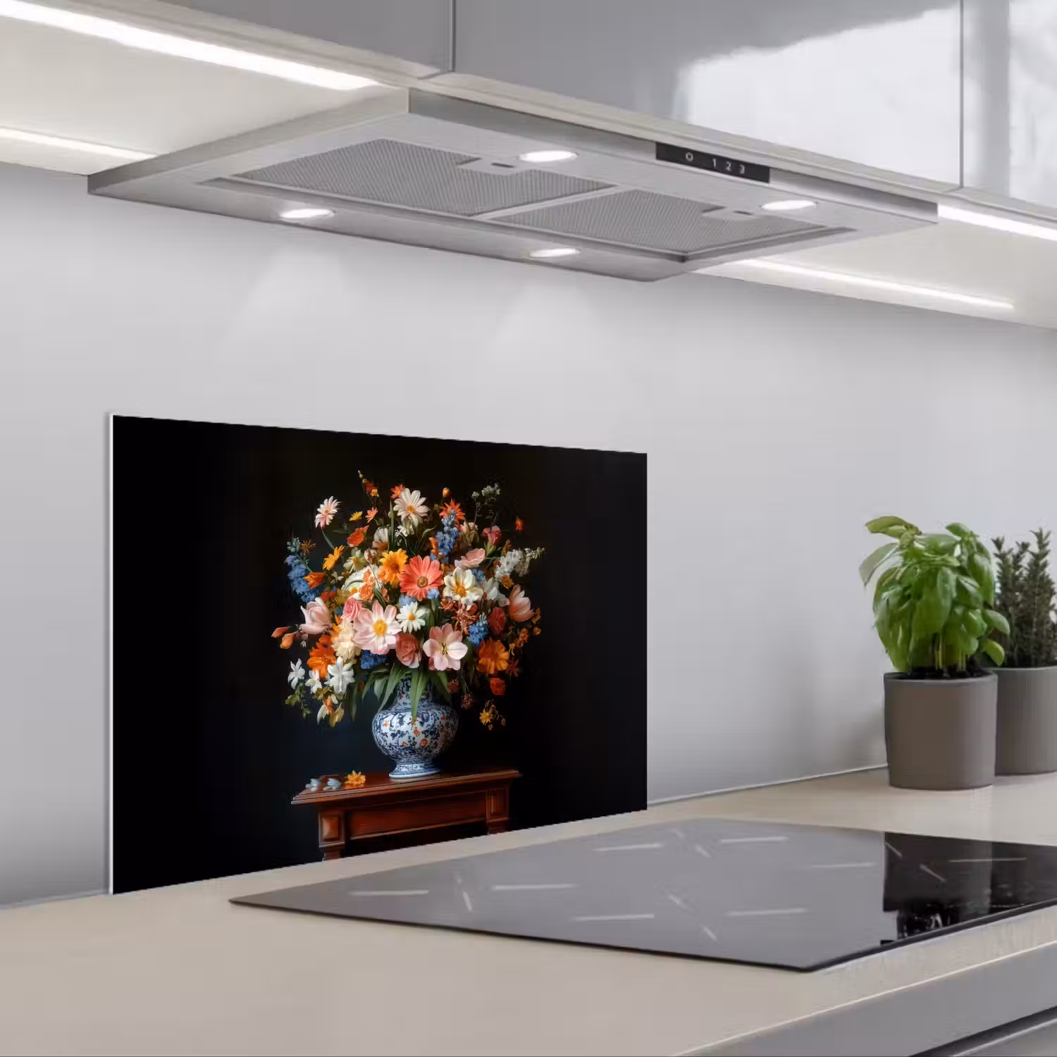 Boeket - Roze - Bloemen - Vaas keuken achterwand spatscherm klein -3d_schuin