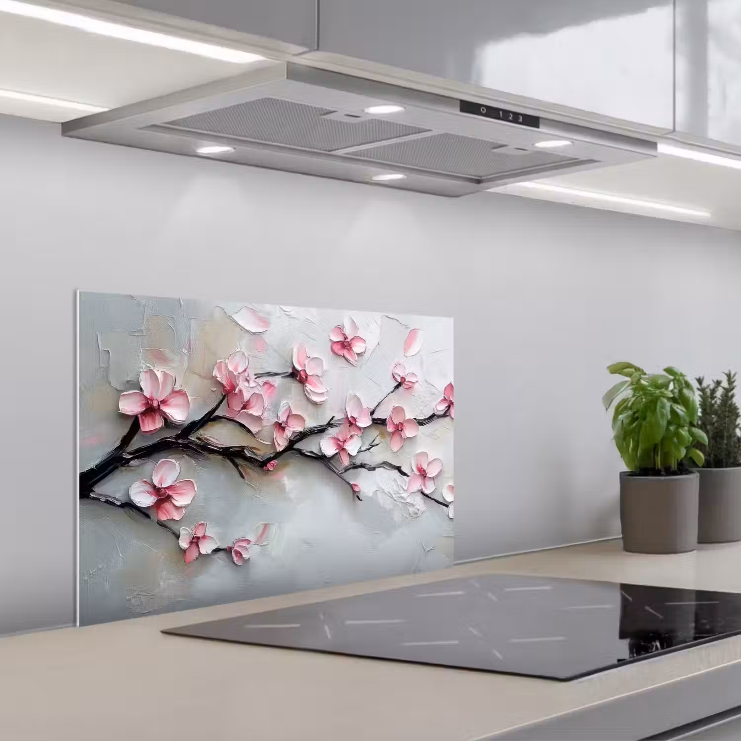 Bloesem - Kunstzinnig - Roze - Sakura keuken achterwand spatscherm klein -3d_schuin