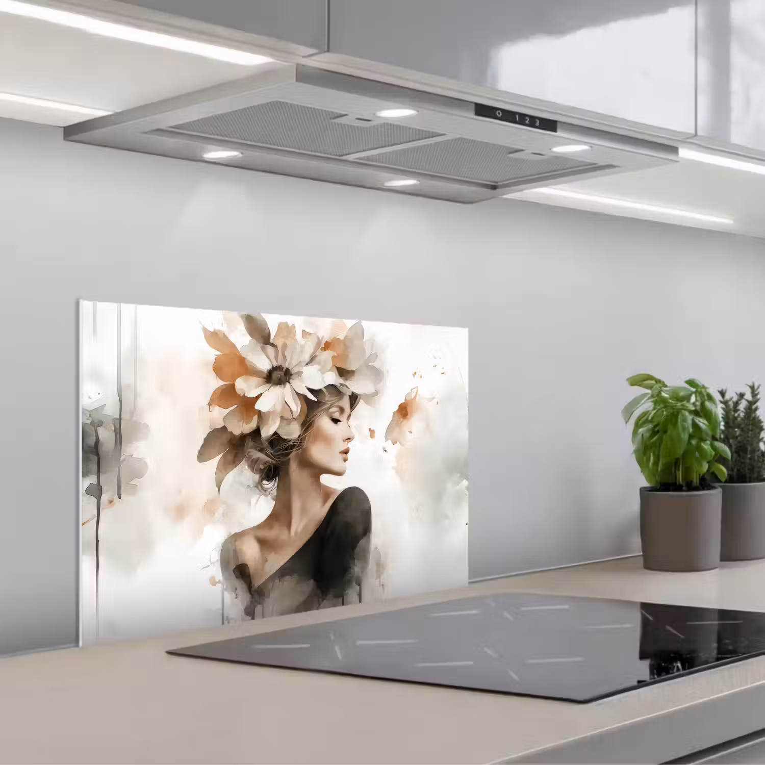 Bloesem - Portret - Gezicht keuken achterwand spatscherm klein -3d_schuin