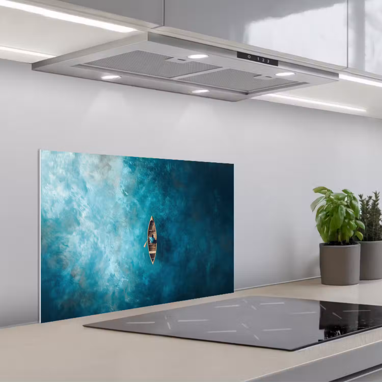 Bootje - Water - Blauw keuken achterwand spatscherm klein -3d_schuin