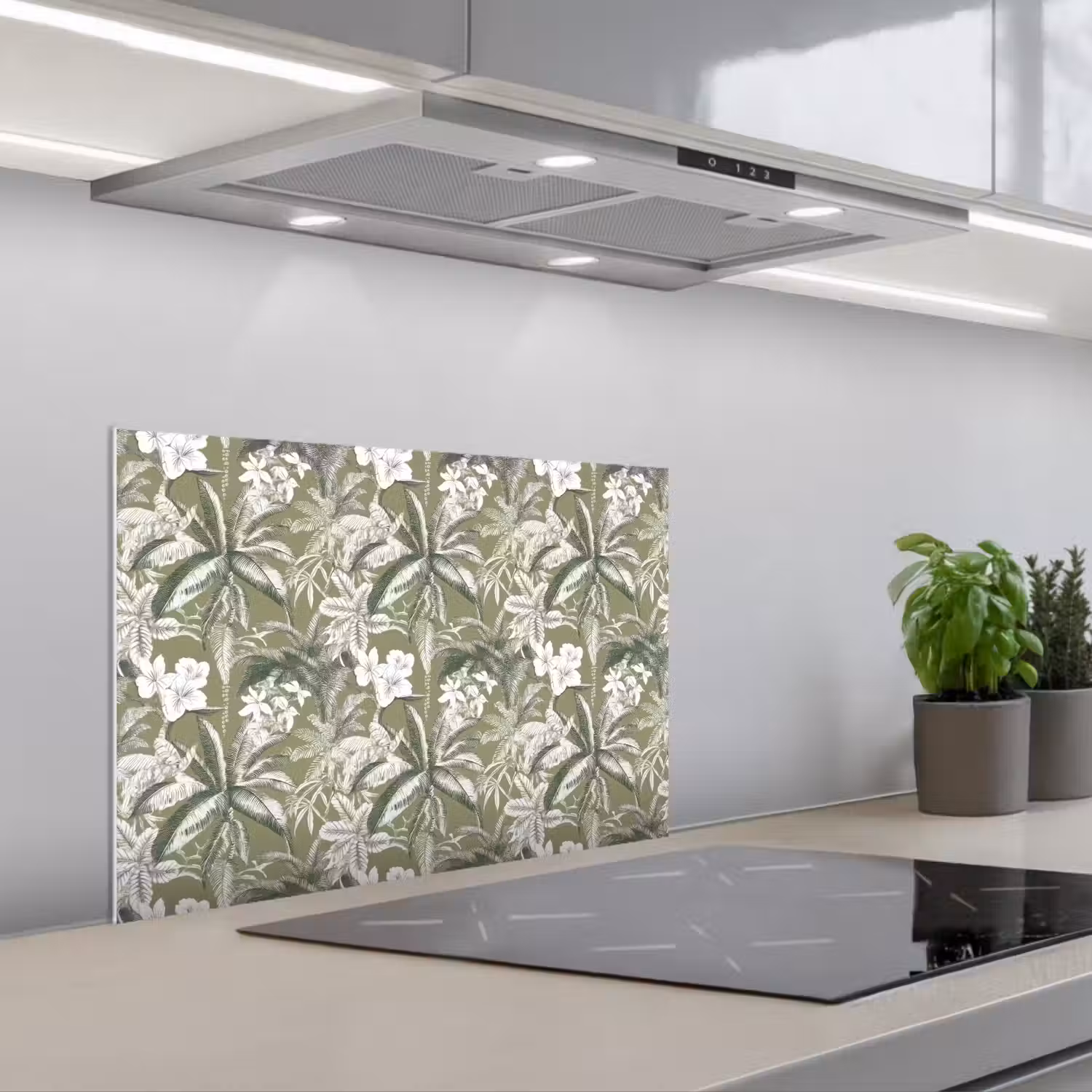 Botanisch - Bloemen - Groen keuken achterwand spatscherm klein 900 -3d_schuin
