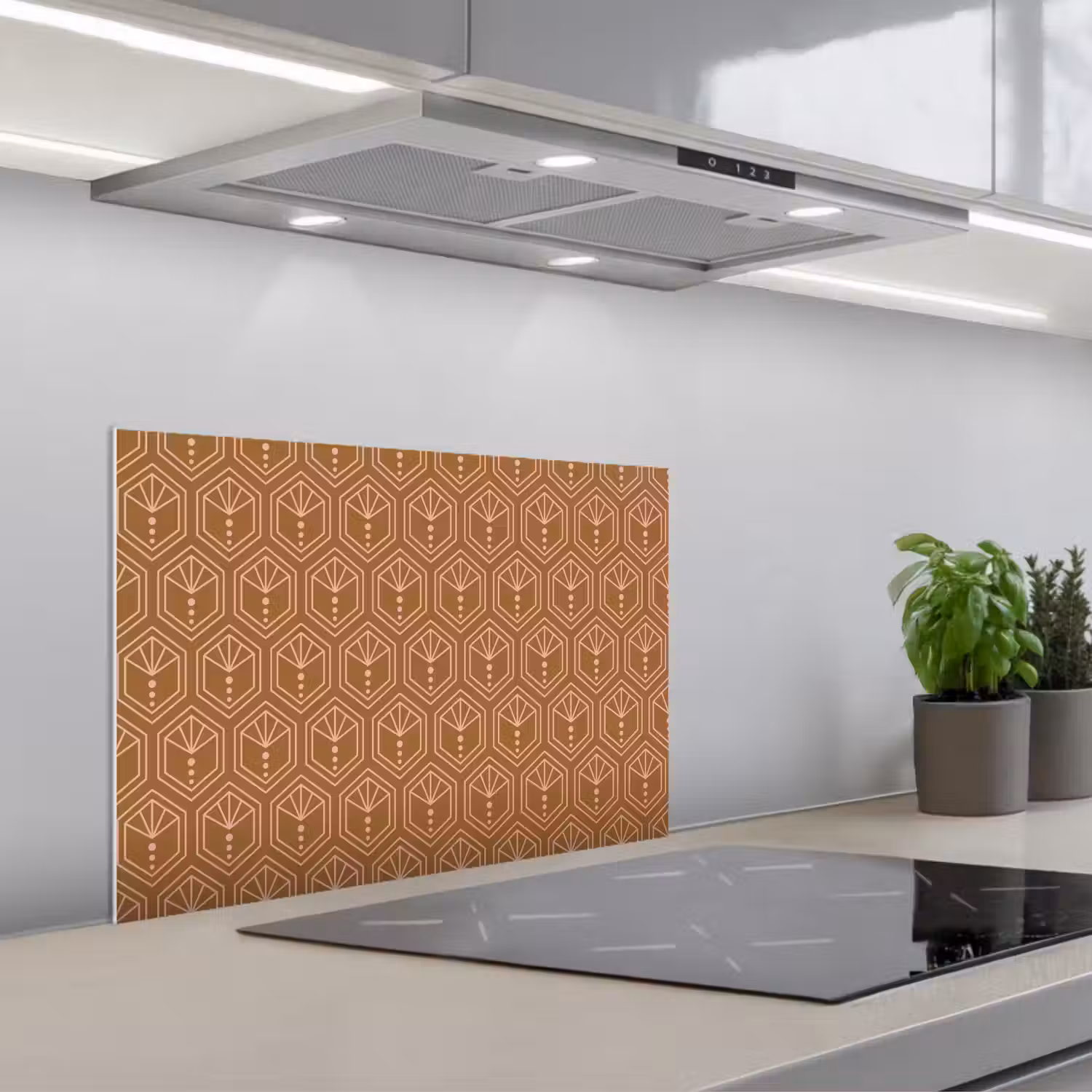 Bruin - Roze - Geometrisch - Patroon keuken achterwand spatscherm klein 900 -3d_schuin