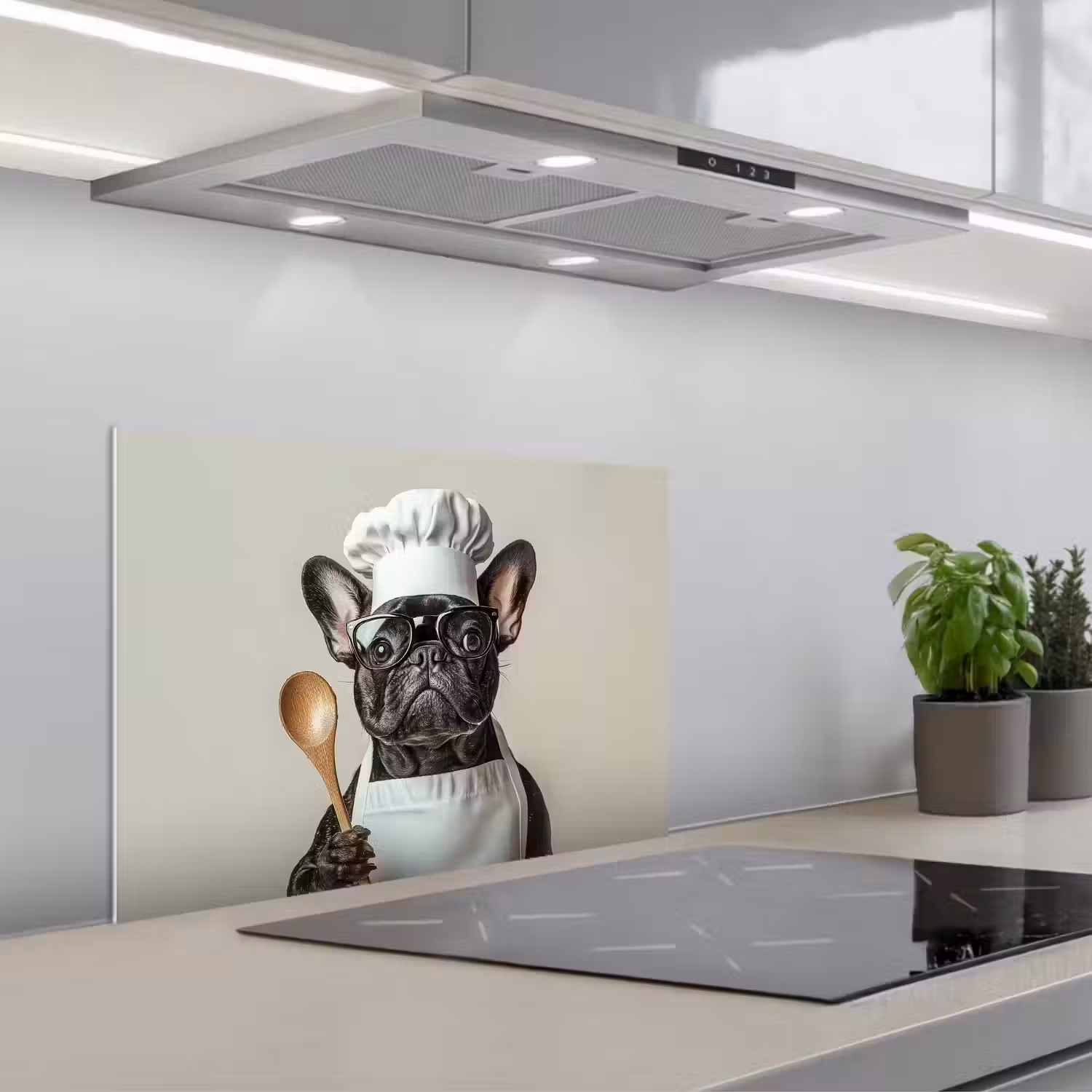 Bril - Hond - Kok keuken achterwand spatscherm klein -3d_schuin
