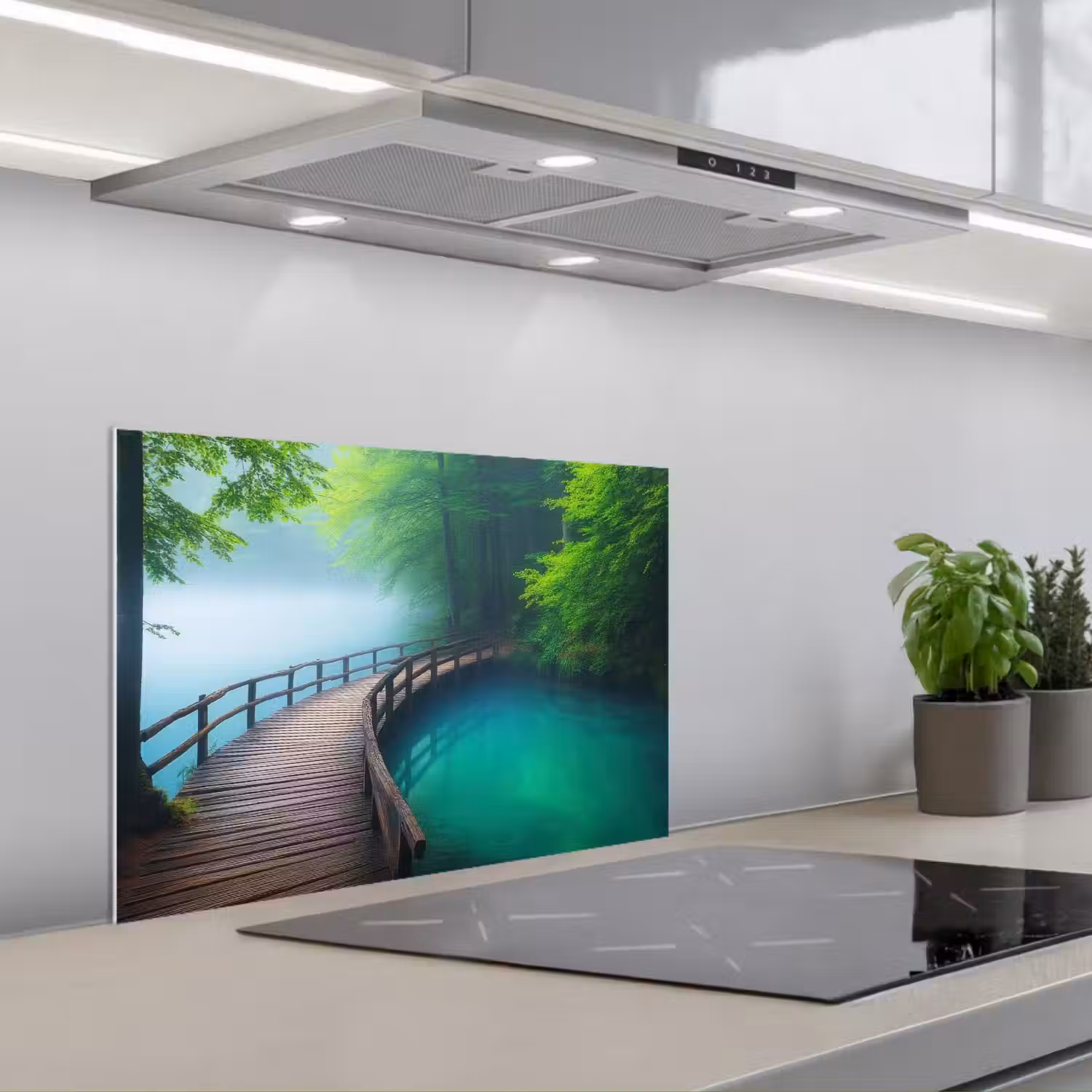Brug - Water - Rivier - Bos keuken achterwand spatscherm klein -3d_schuin
