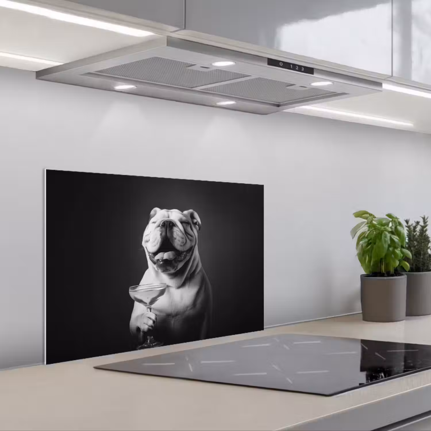 Buldog - Hond - Glas keuken achterwand spatscherm klein -3d_schuin