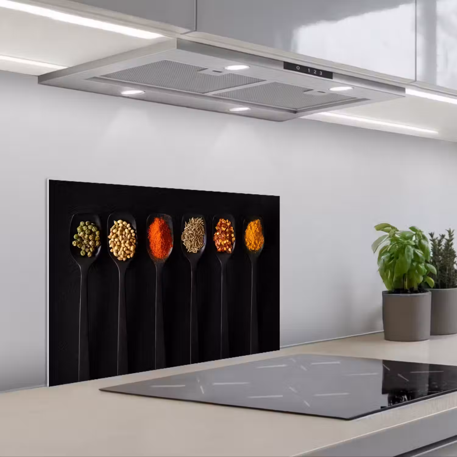 Kleurrijk Kruiden Kwartet keuken achterwand spatscherm klein -3d_schuin