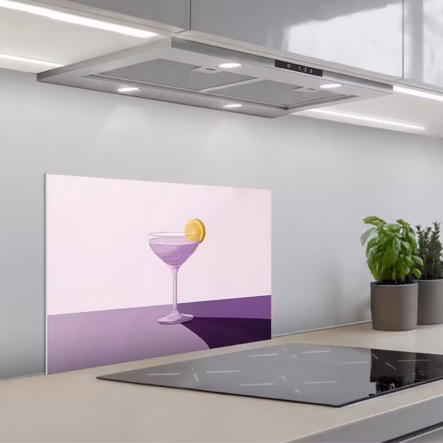Cocktail - Paars - Minimalistisch - Citroen keuken achterwand spatscherm klein -3d_schuin